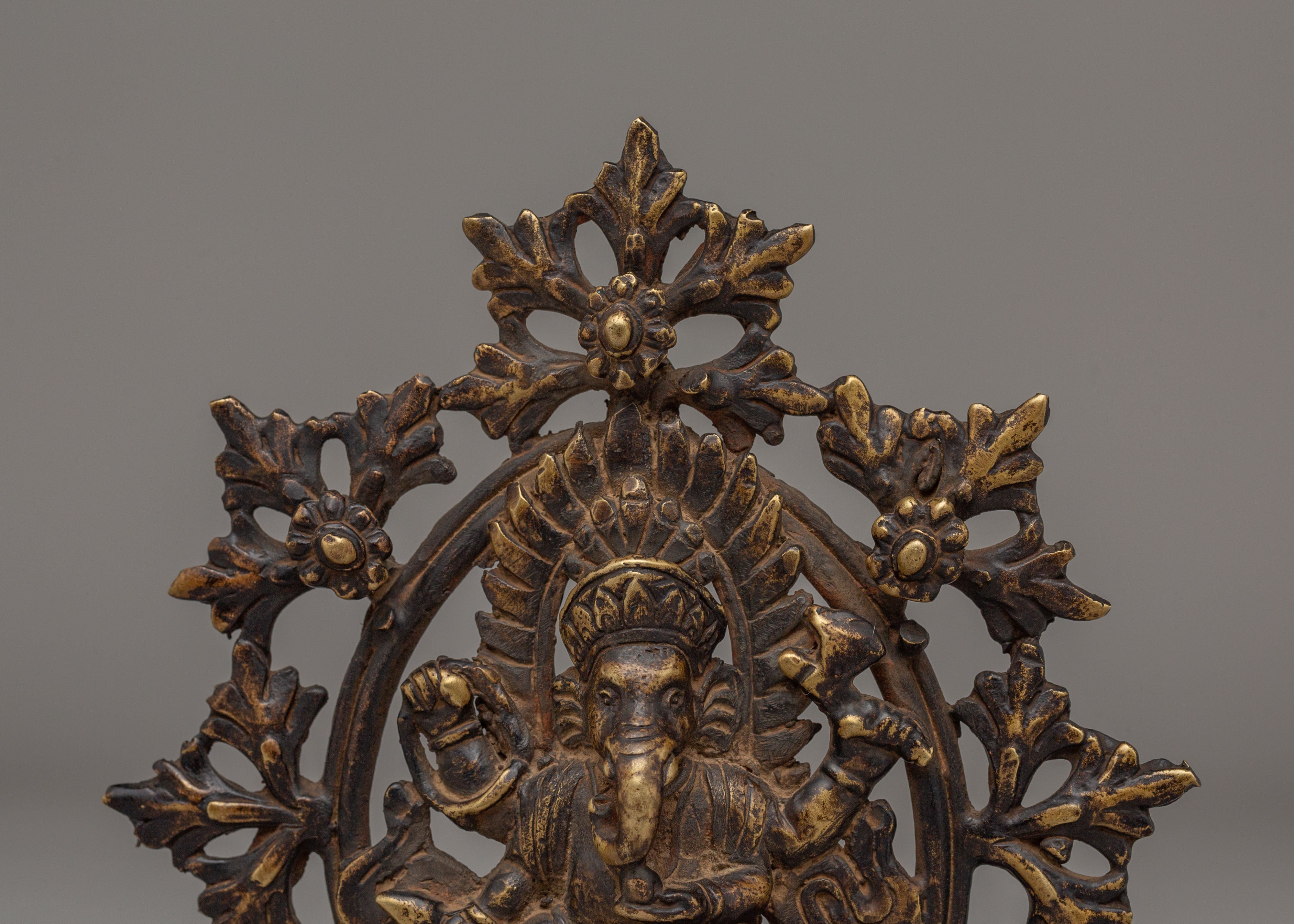 Sacred Ganapati Sculpture | Traditional Nepalese Artwork