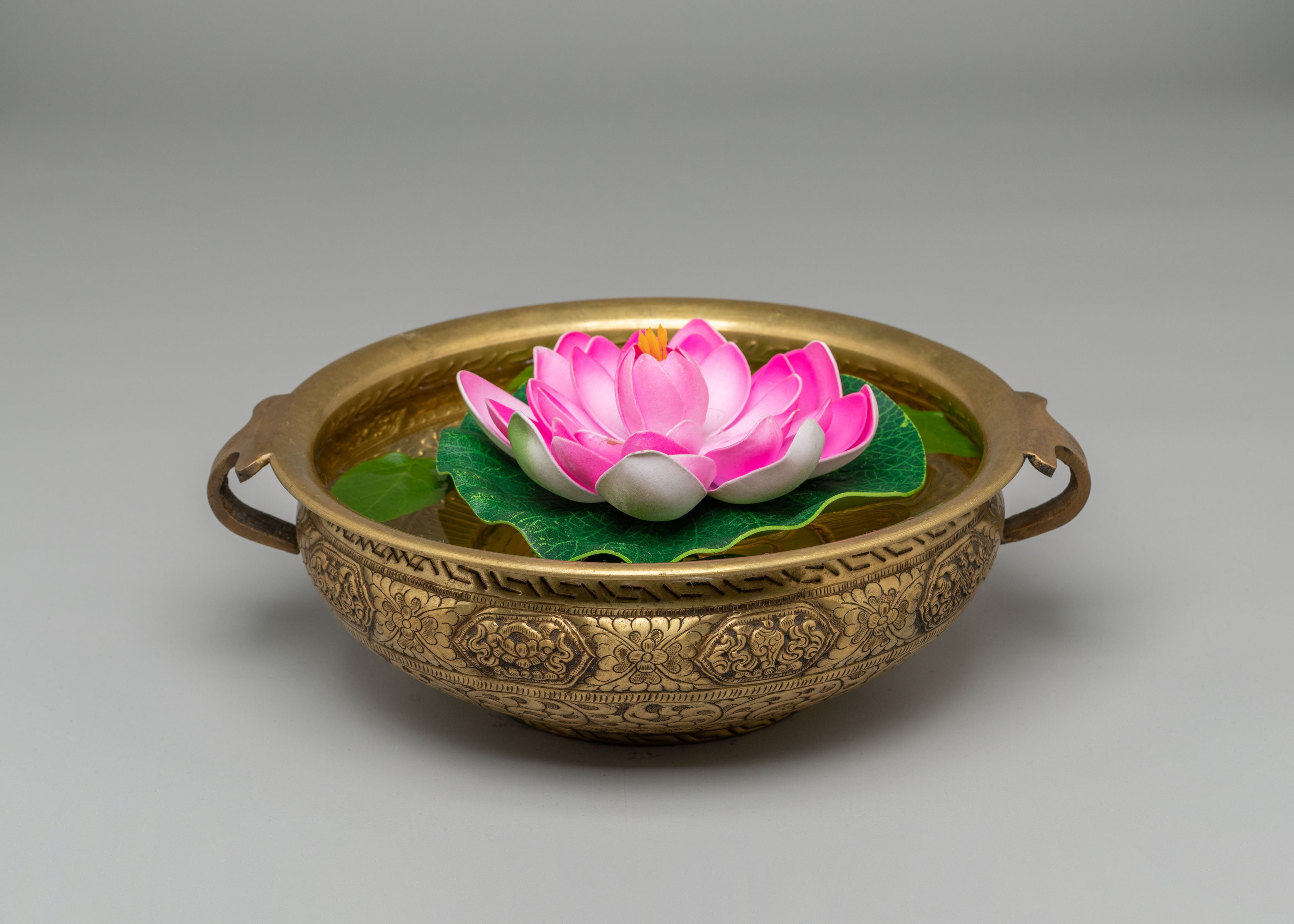 Himalayan Decorative Urli Bowl | Vessel with 8 Auspicious Symbols for Altars & Rituals