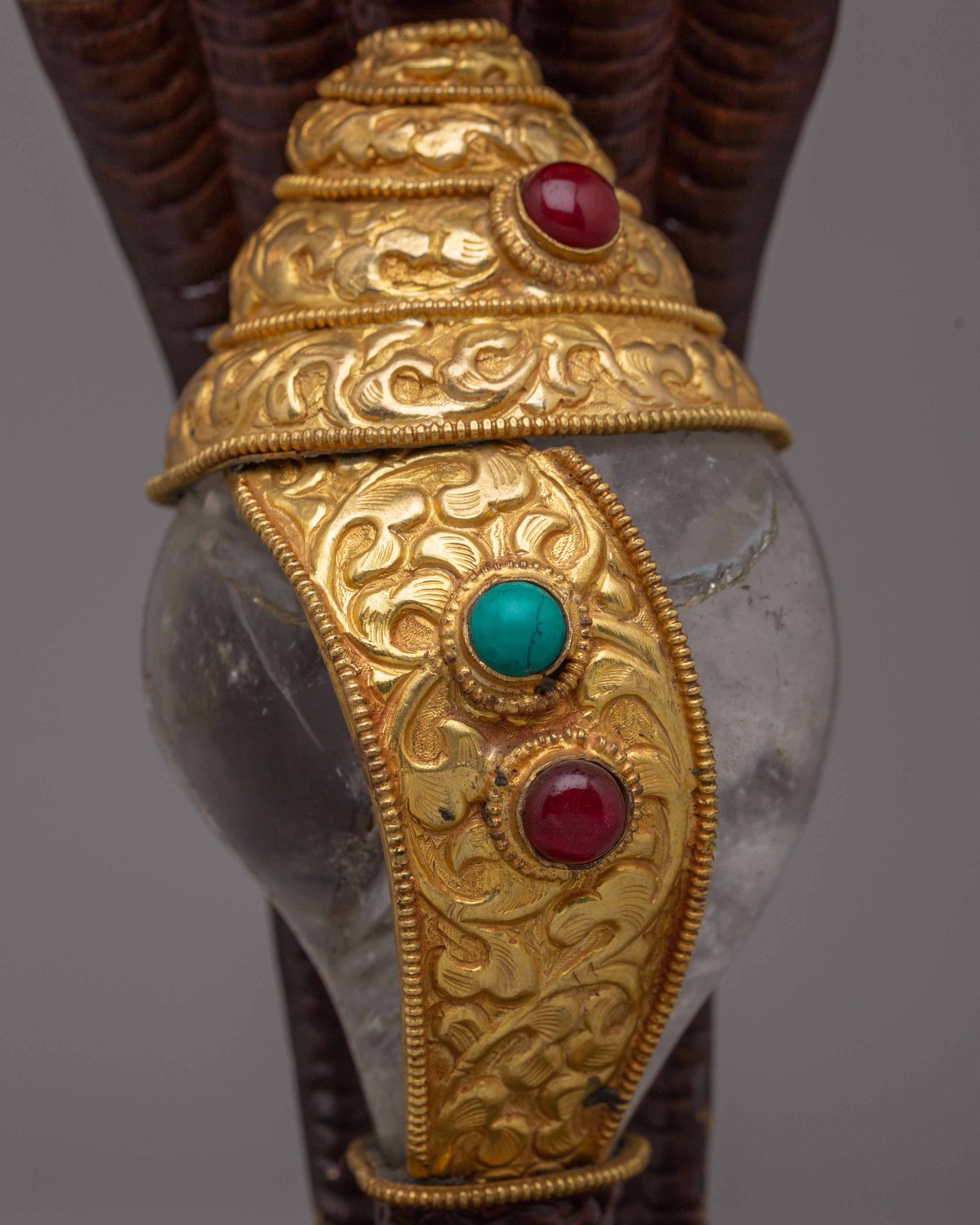 Handmade Buddhist Conch for Rituals | Tibetan Conch for Ritual Practice