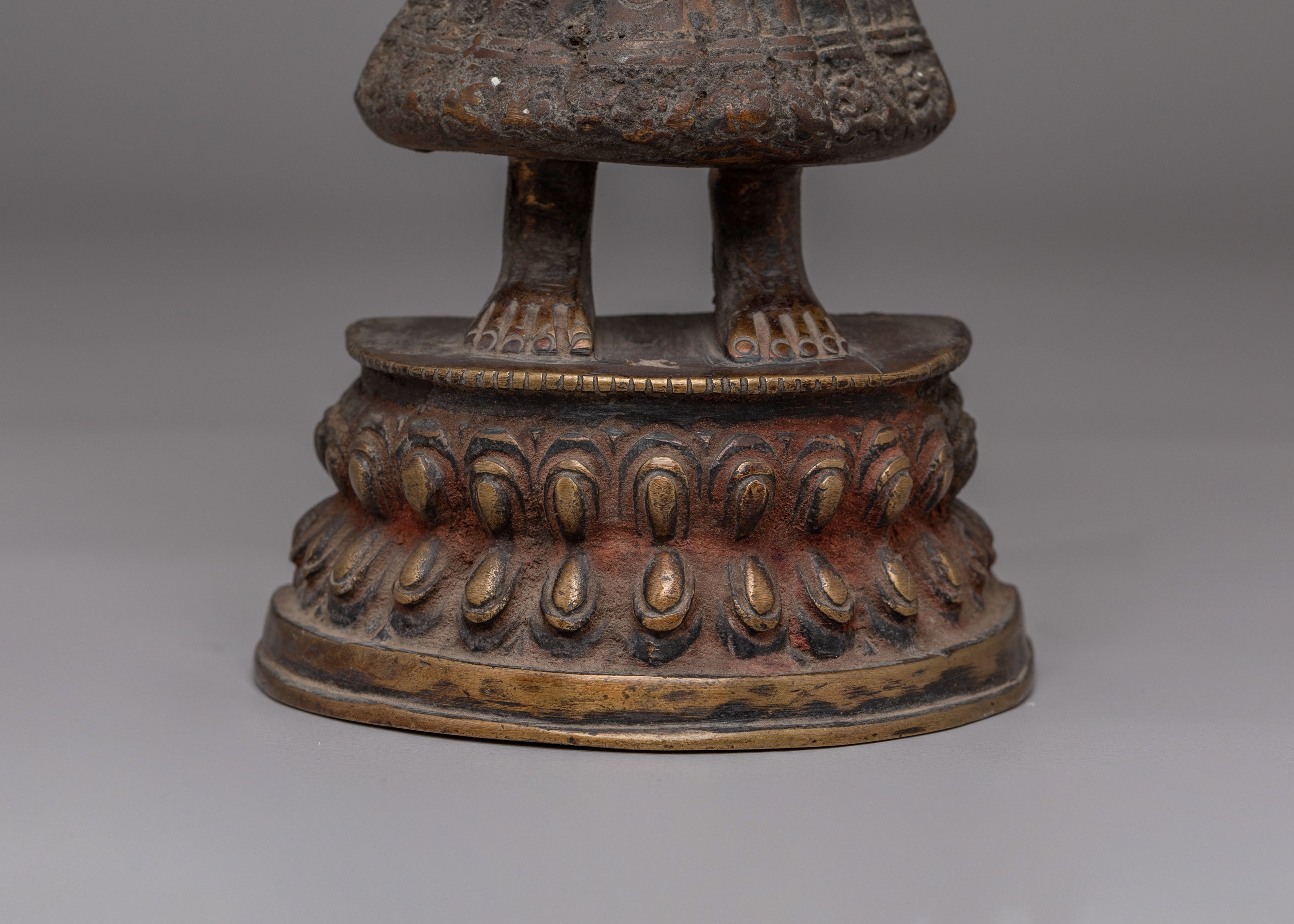 Handmade Buddhist Dipankara Buddha Statue | Antique Brass Buddha Sculpture
