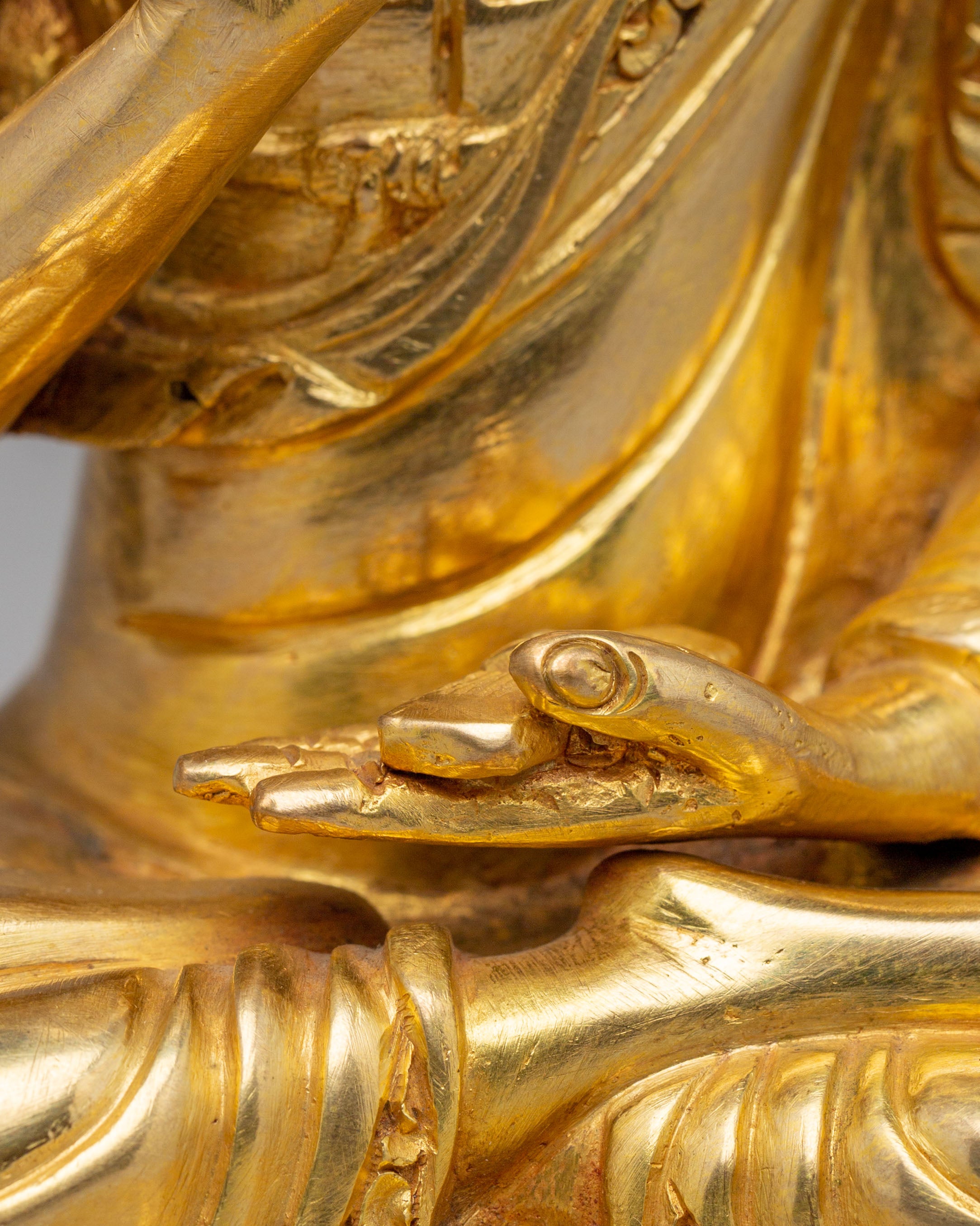 Buddhist Lama Tsongkhapa Set Statue | 24K Gold Plated Buddhist Sculpture