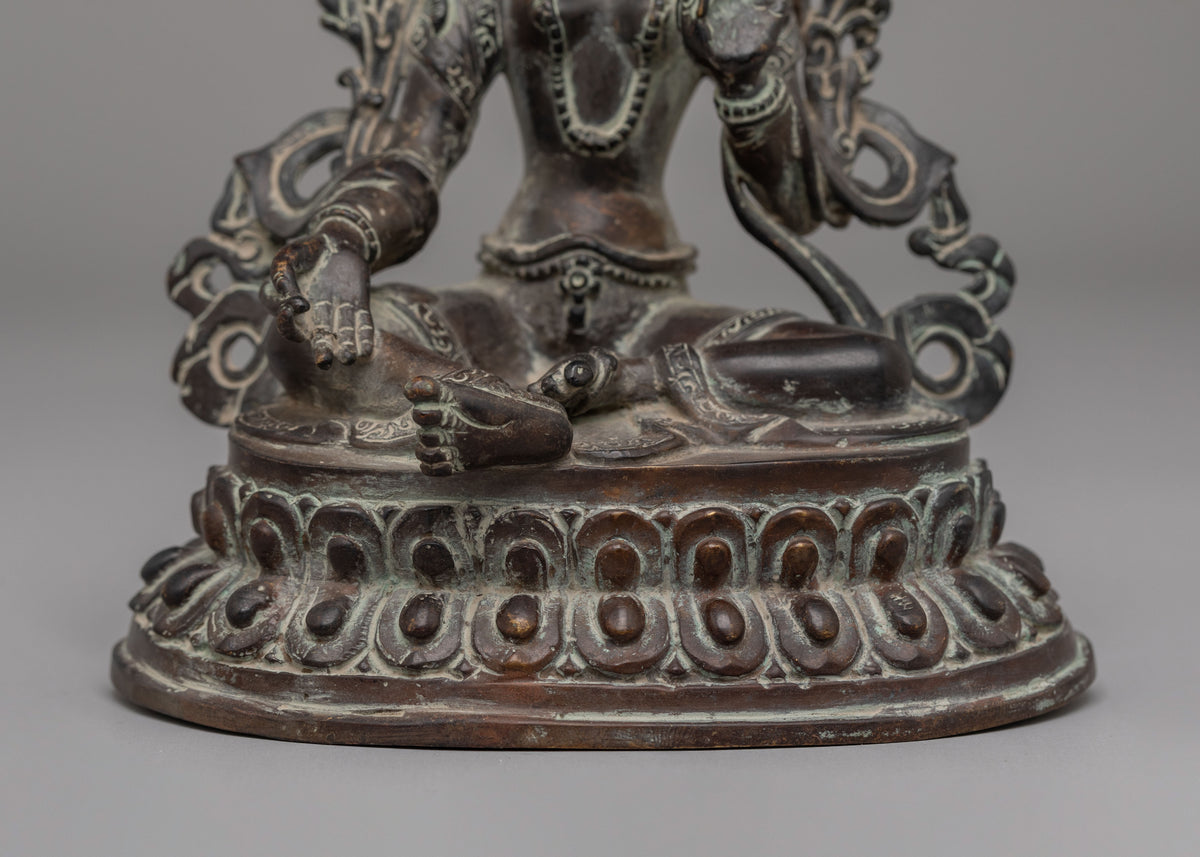 Traditional Green Tara Sculpture | Handcrafted Tibetan Goddess Figurine