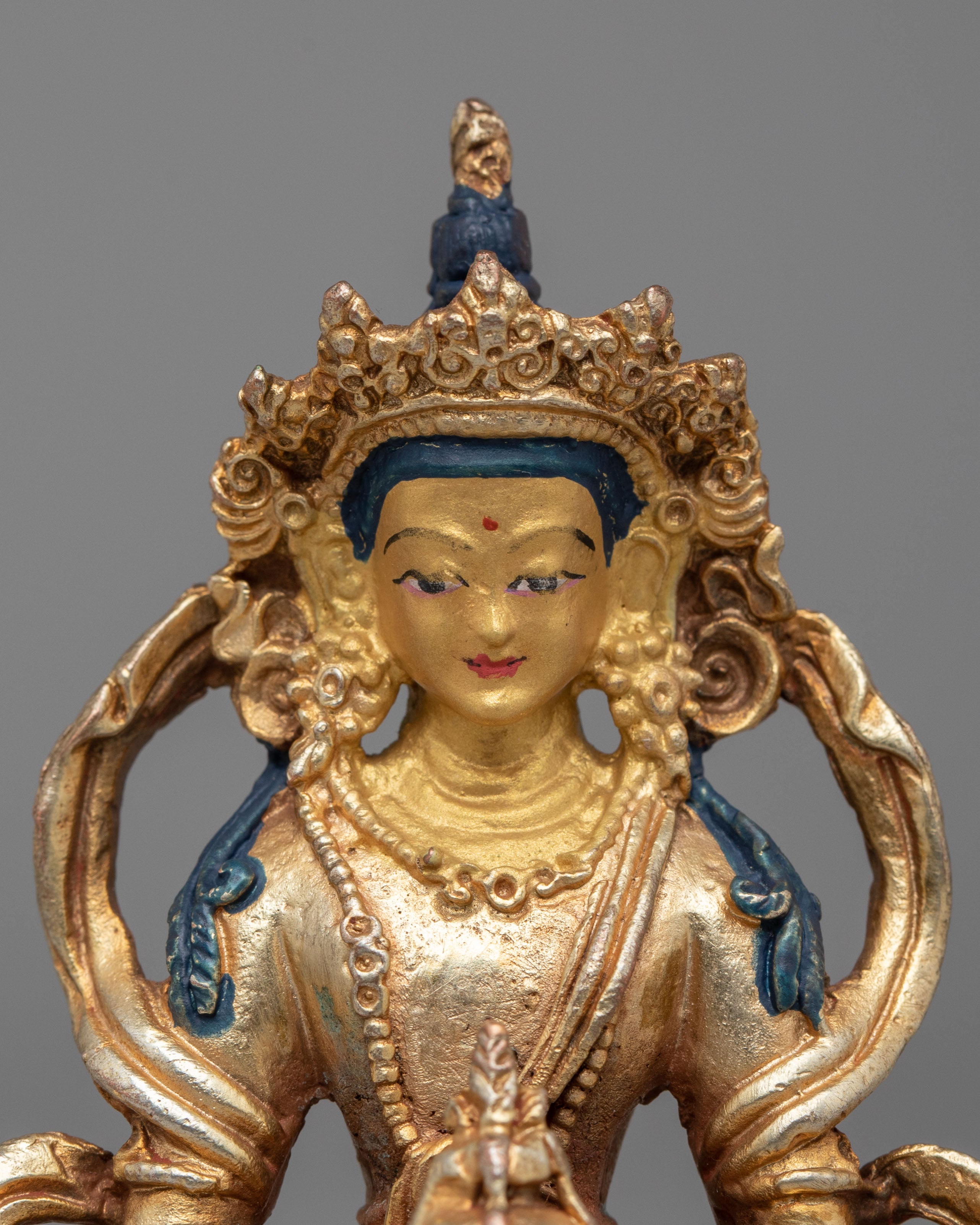 Spiritual Amitayus Meditation Statue | 24K Gold Plated Copper Figure