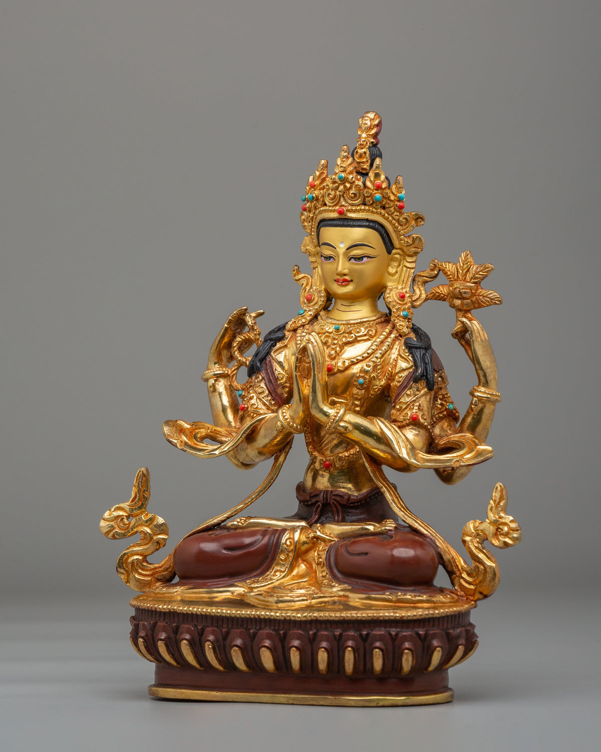 Handcrafted Altar Chenrezig Sculpture | Spiritual Tibetan Art