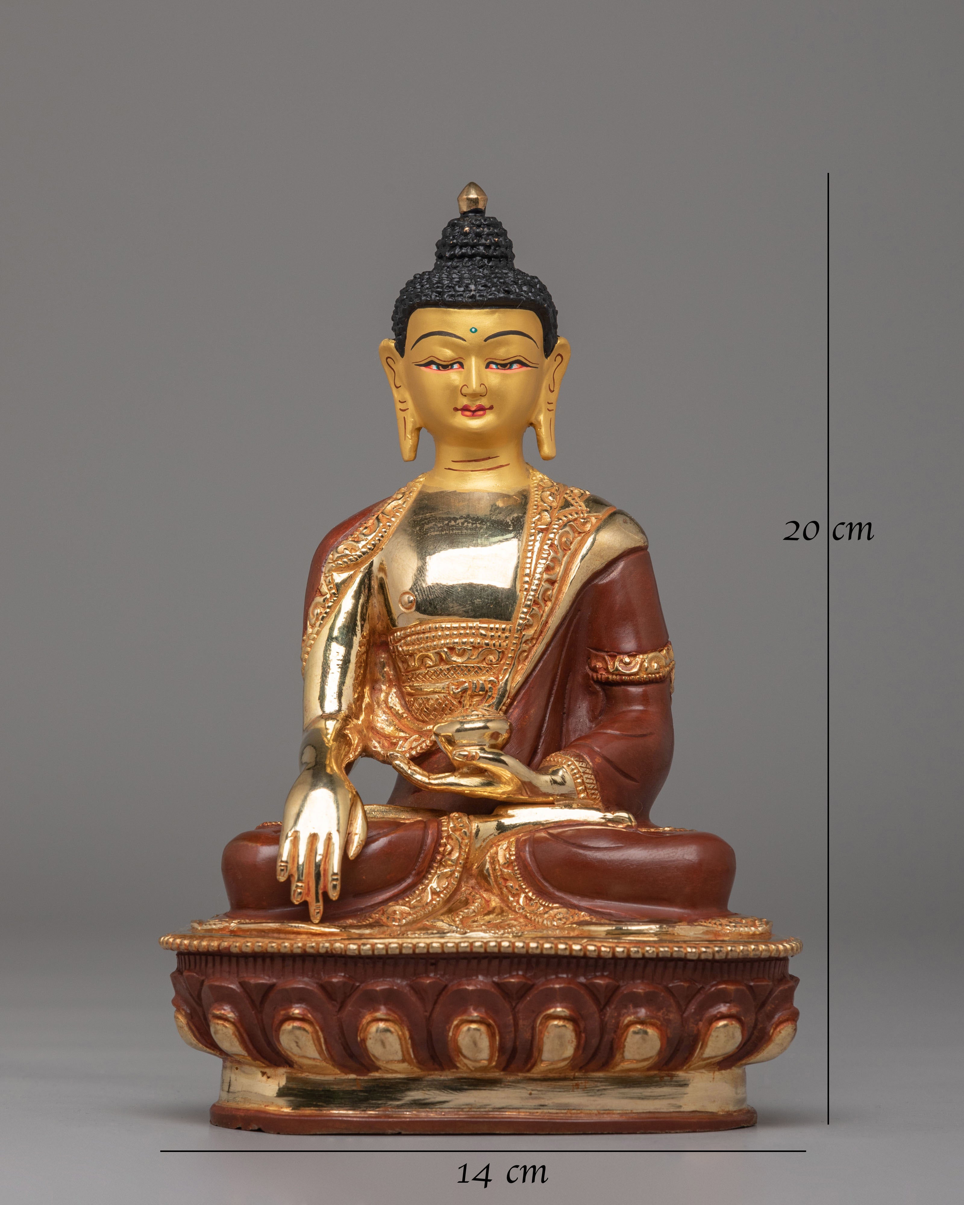 Historic Shakyamuni Buddha Statue | Gold Plated Buddhist Altar Decor