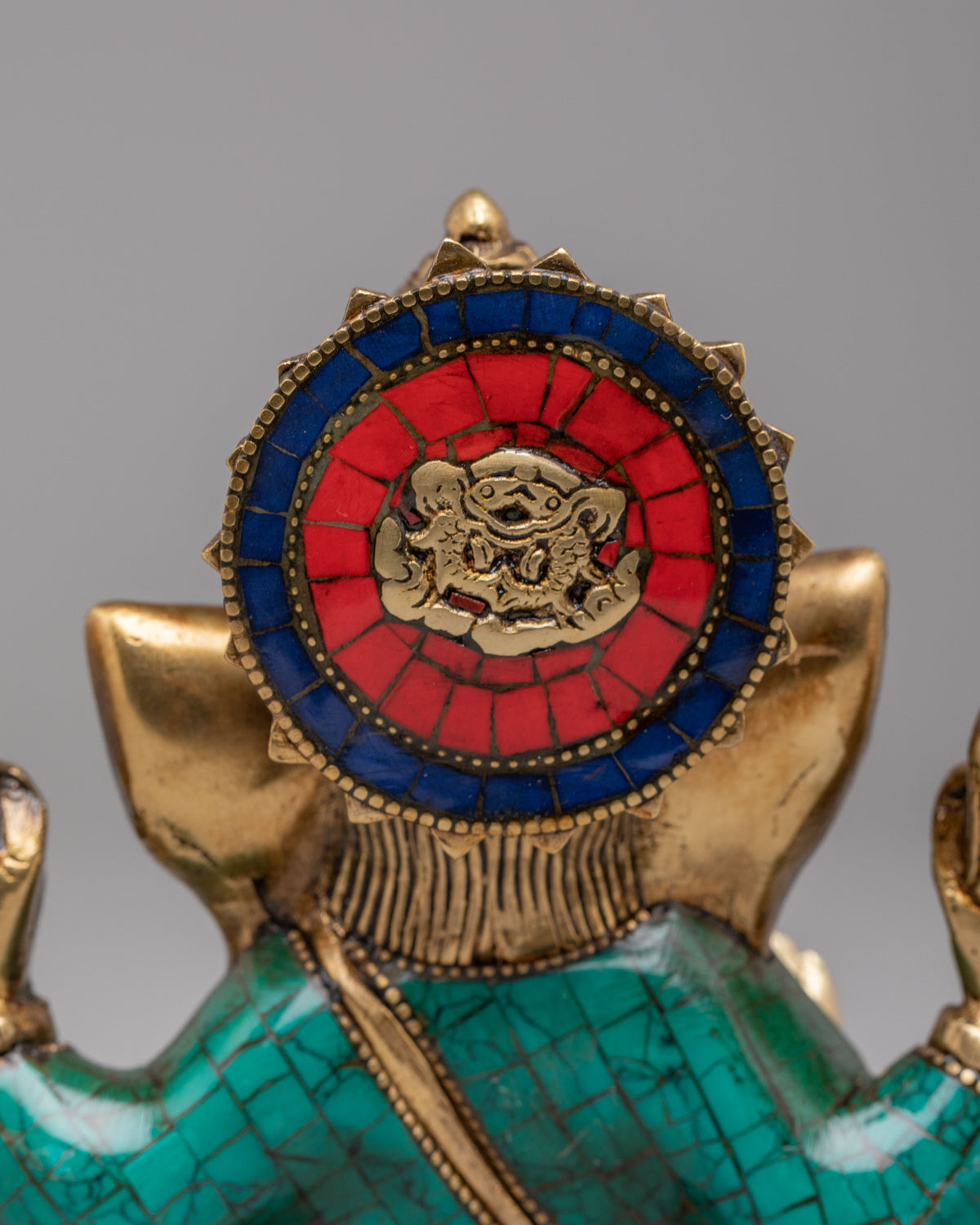Turquoise Ganesha Statue | Handcrafted Gemstone Brass Hindu Deity Sculpture