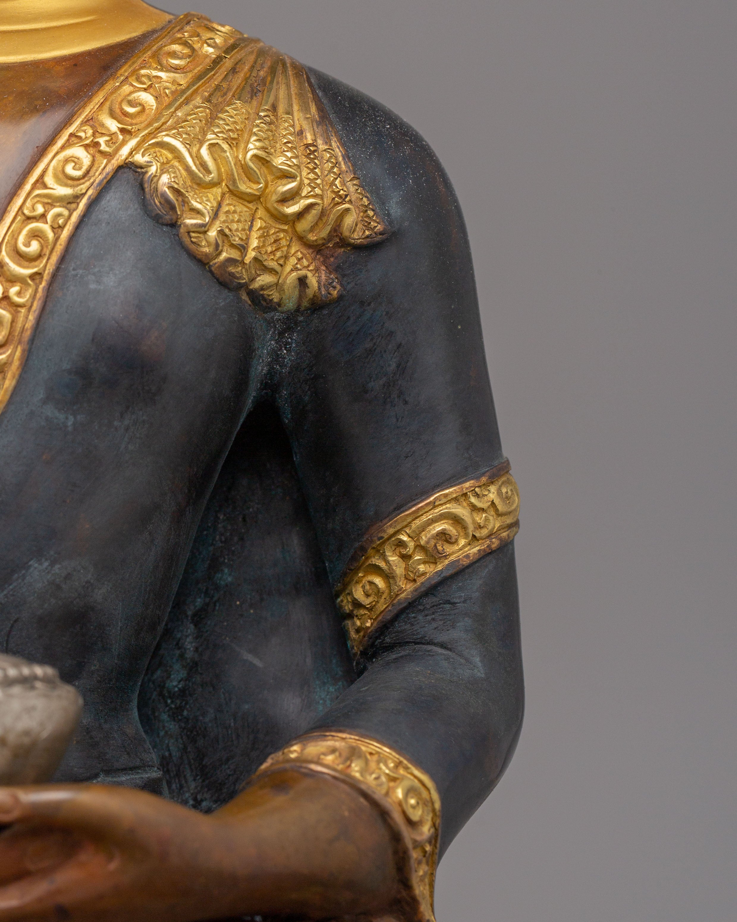 Long Life Amitabha Buddha Statue | 24K Gold Plated Copper Sculpture
