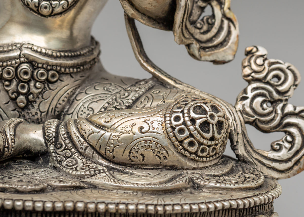 Green Tara Mother of Liberation Statue | Silver Plated Copper Buddhist Sculpture
