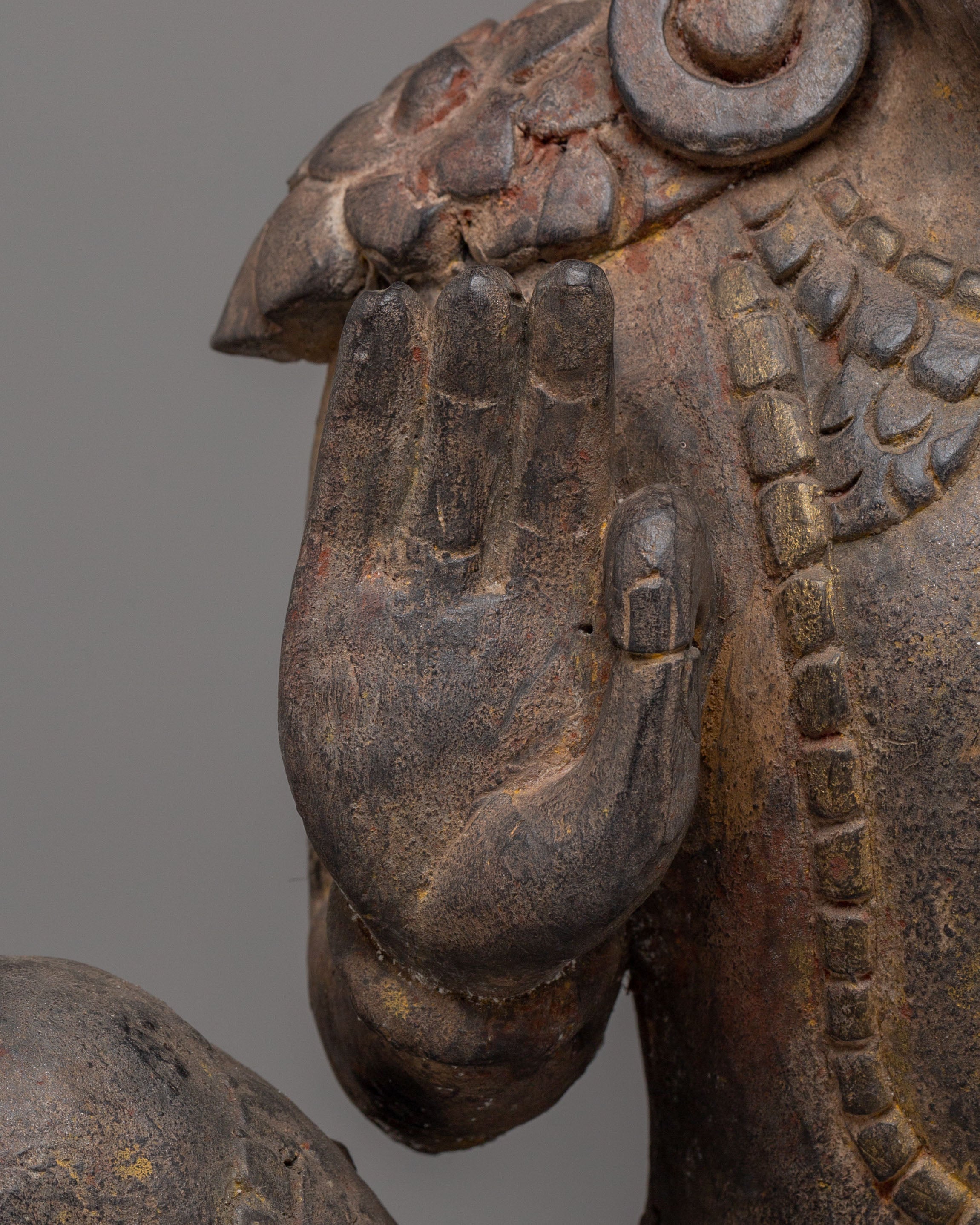 Handcrafted Indra Statue | Wooden Hindu God Sculpture