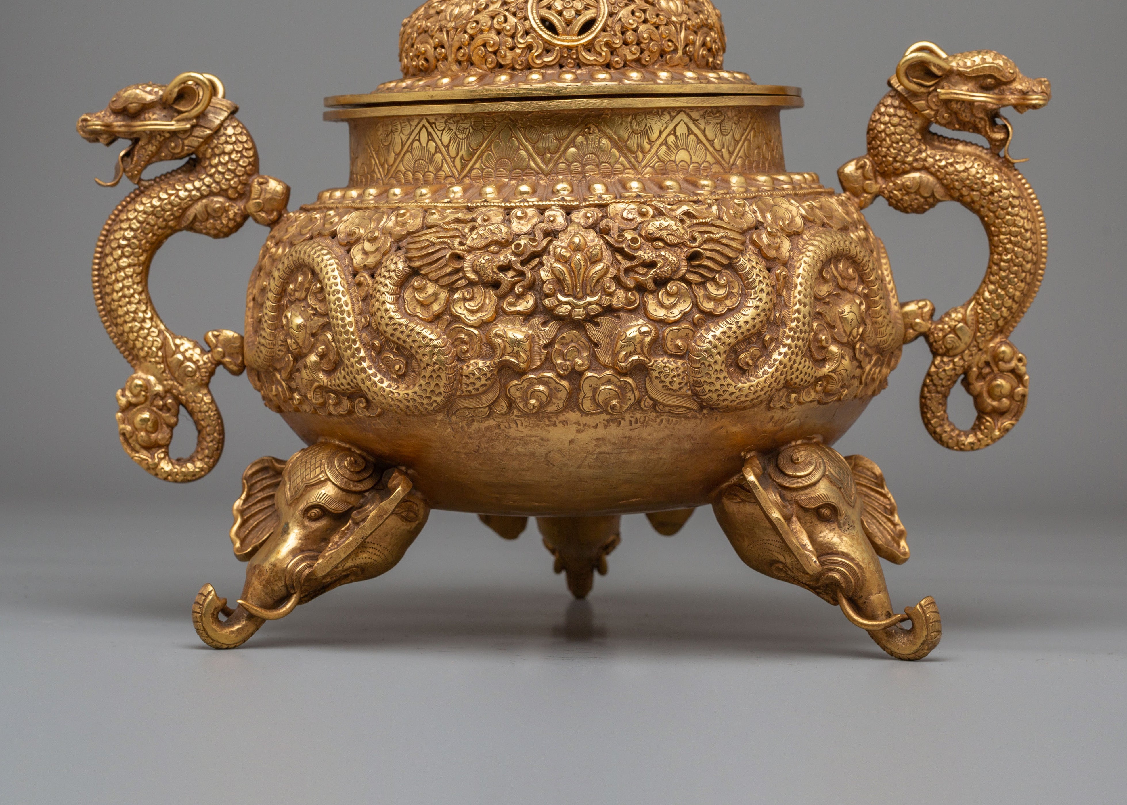 Dragon Handle Incense Burner | Tibetan Ritual Offering Vessel