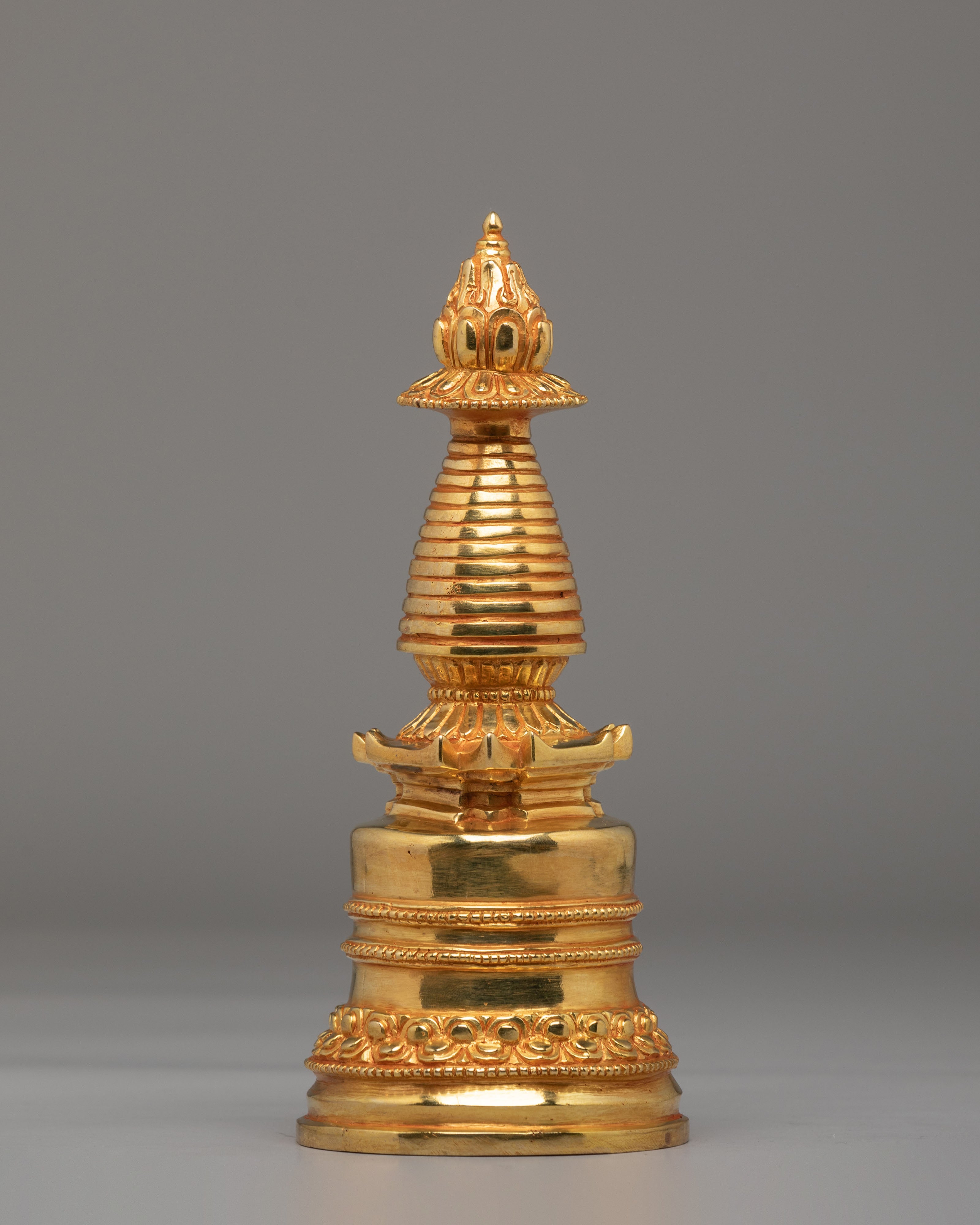 Gold Plated Altar Kadampa Stupa | Handcrafted Sacred Buddhist Shrine