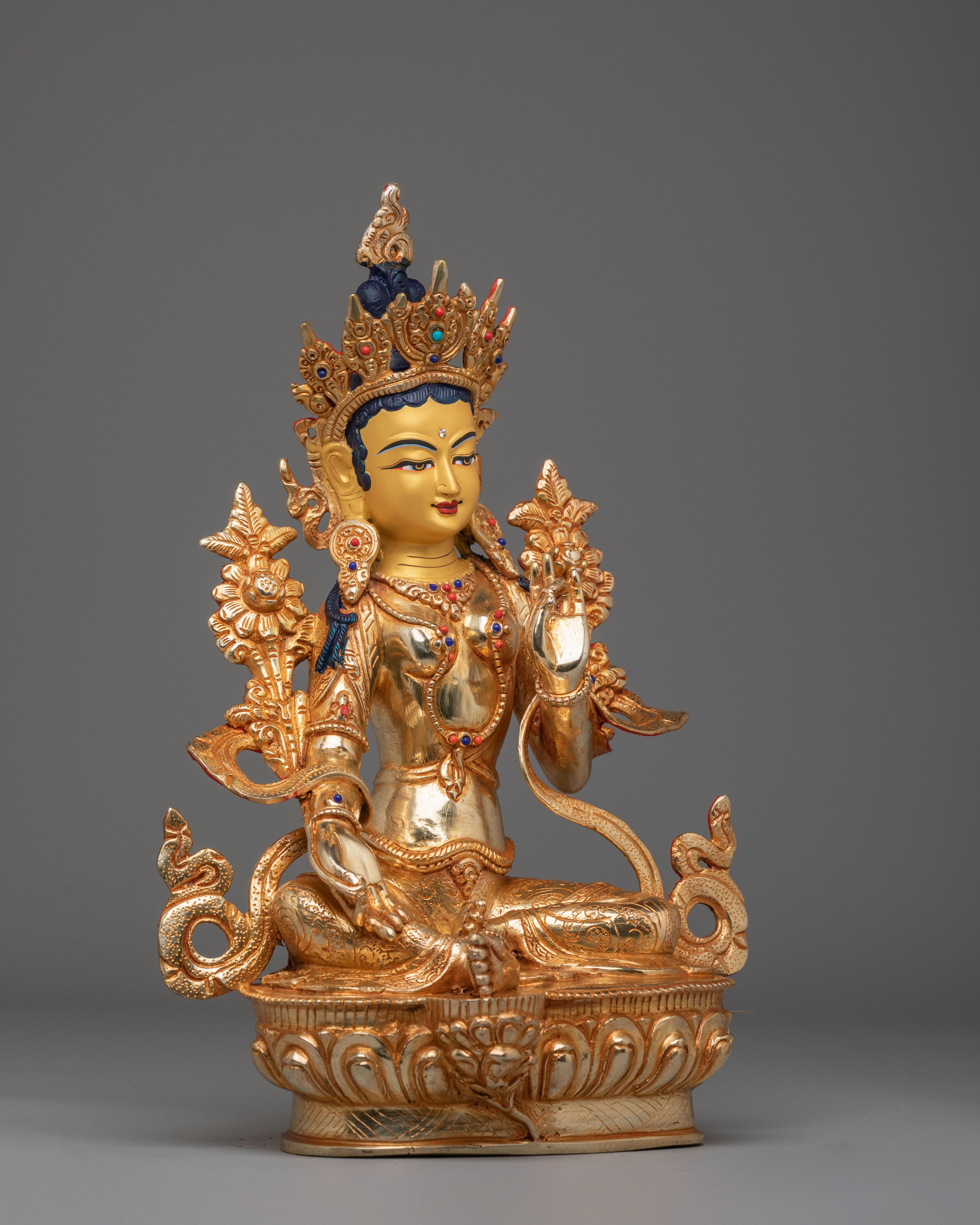 Handmade Green Tara Deity Sculpture | Tibetan Goddess of Compassion