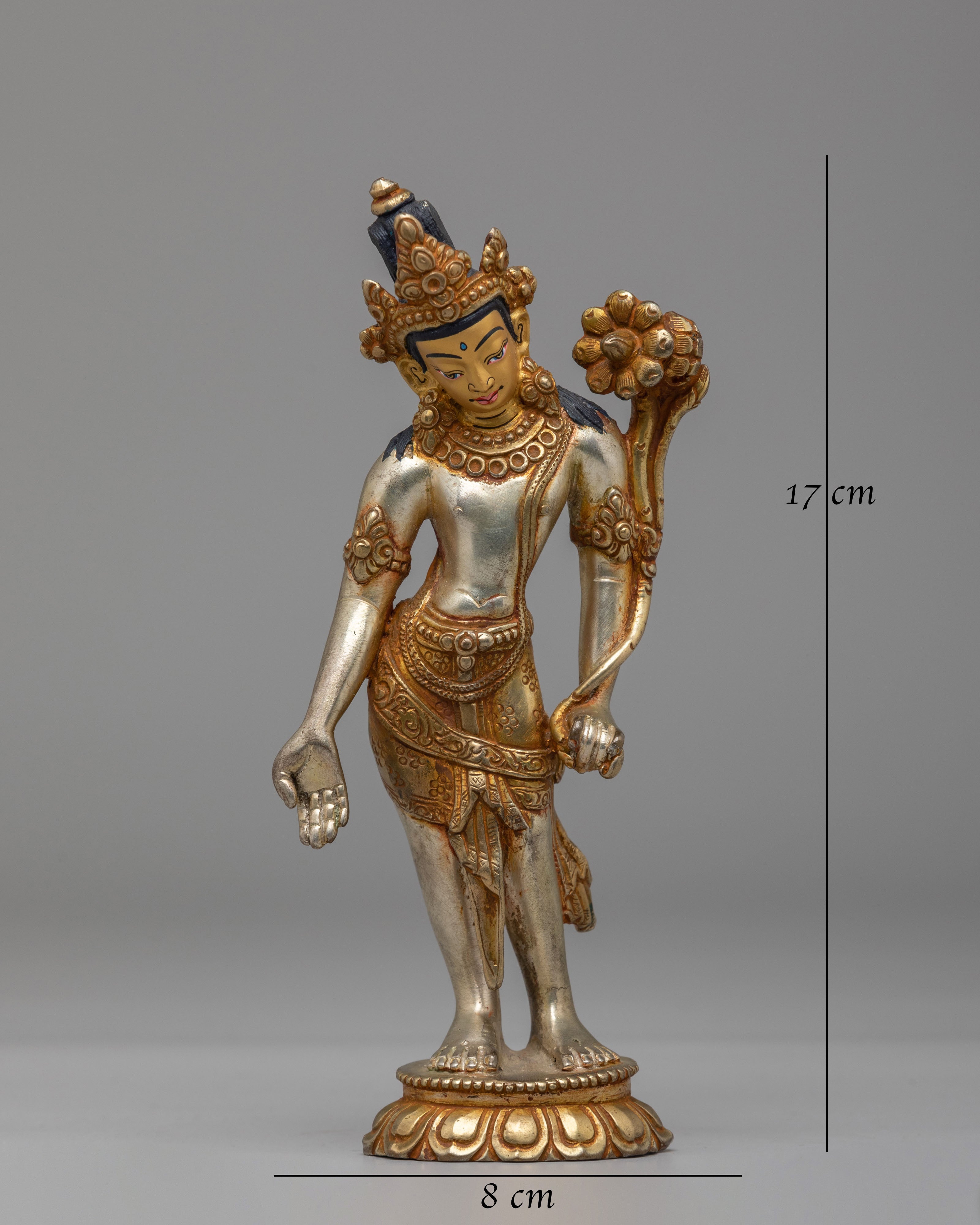 Tibetan Standing Tara Statue | Gold-Plated Tara Figurine for Meditation