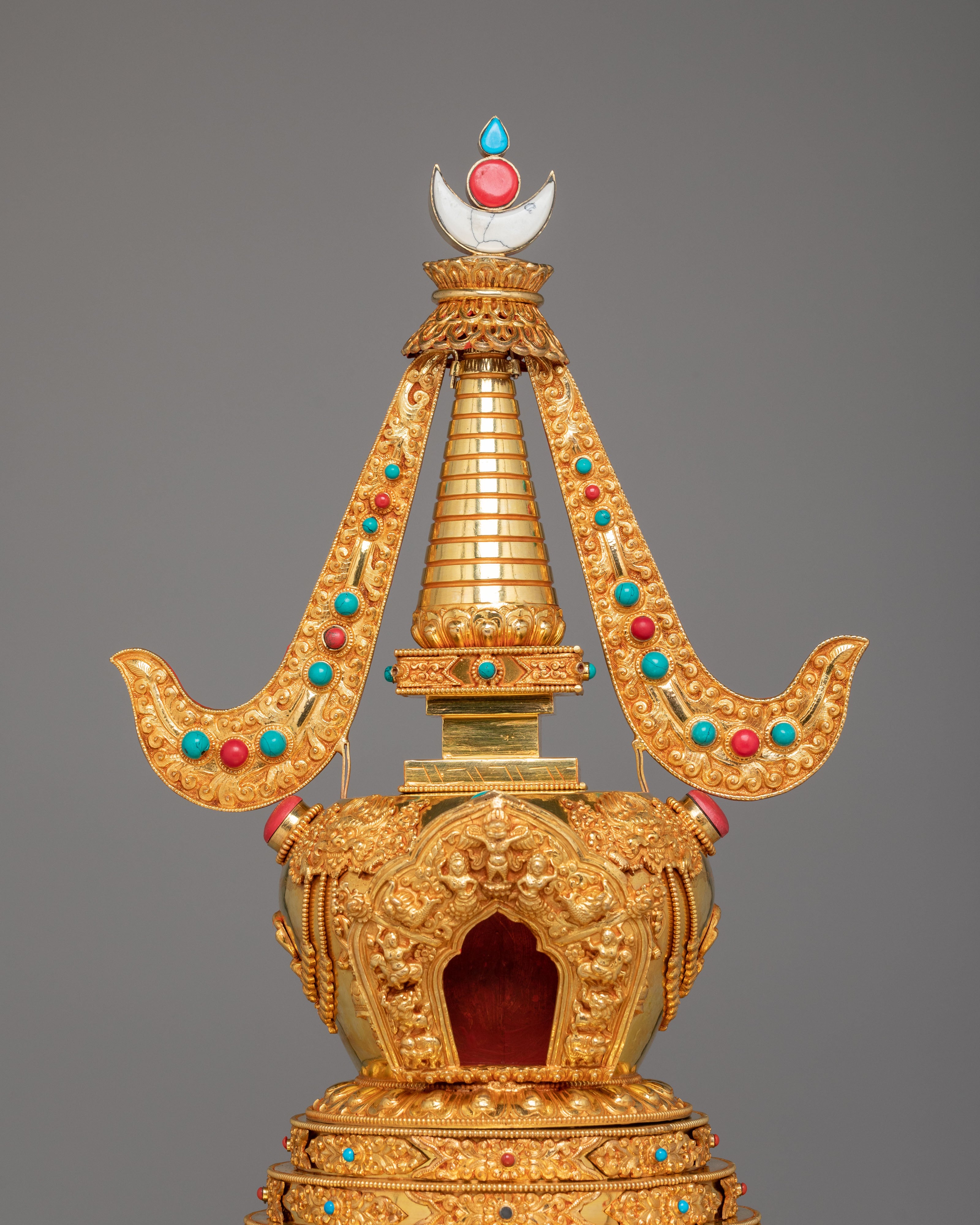 Tibetan Buddhist Namgyalma Stupa | Stupa of Complete Victory | Gold Plated Sacred Stupa
