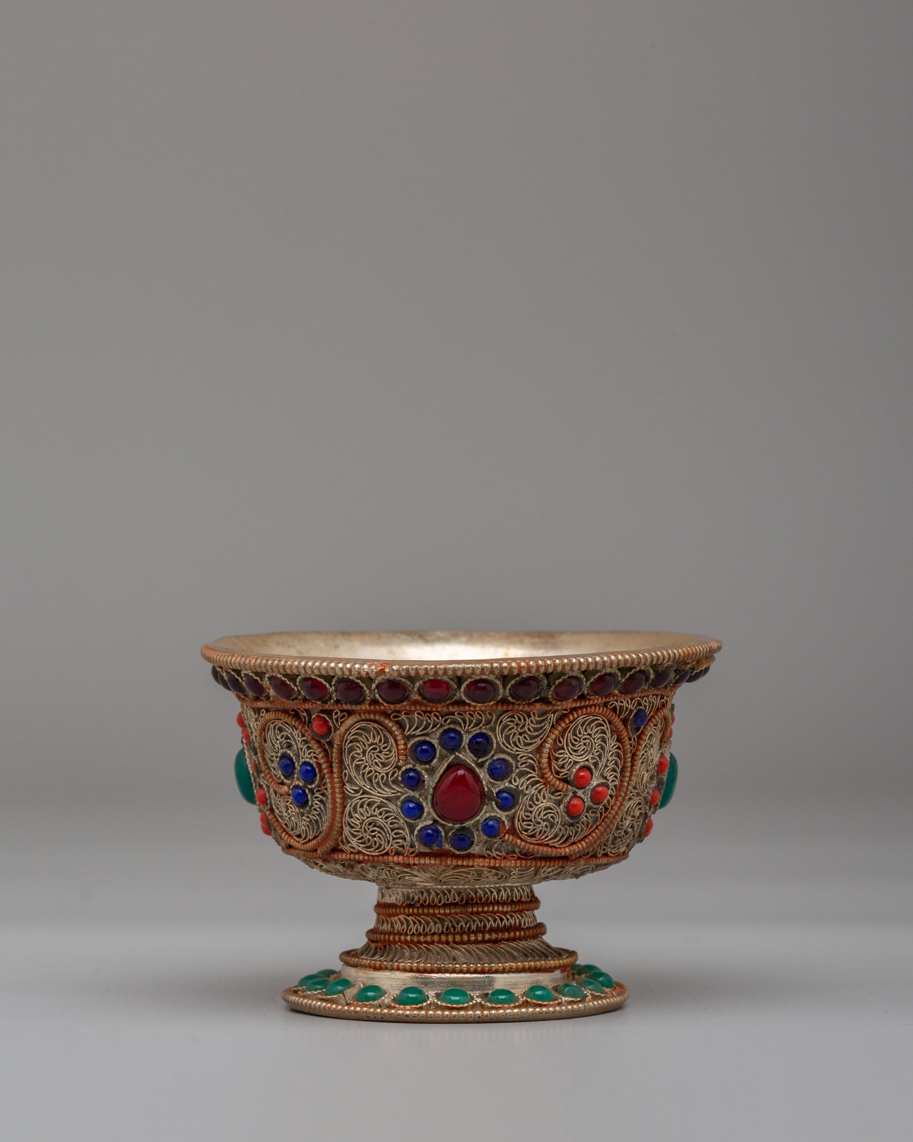 Handmade Filigree Offering Bowl Set | Tibetan Ritual Bowls