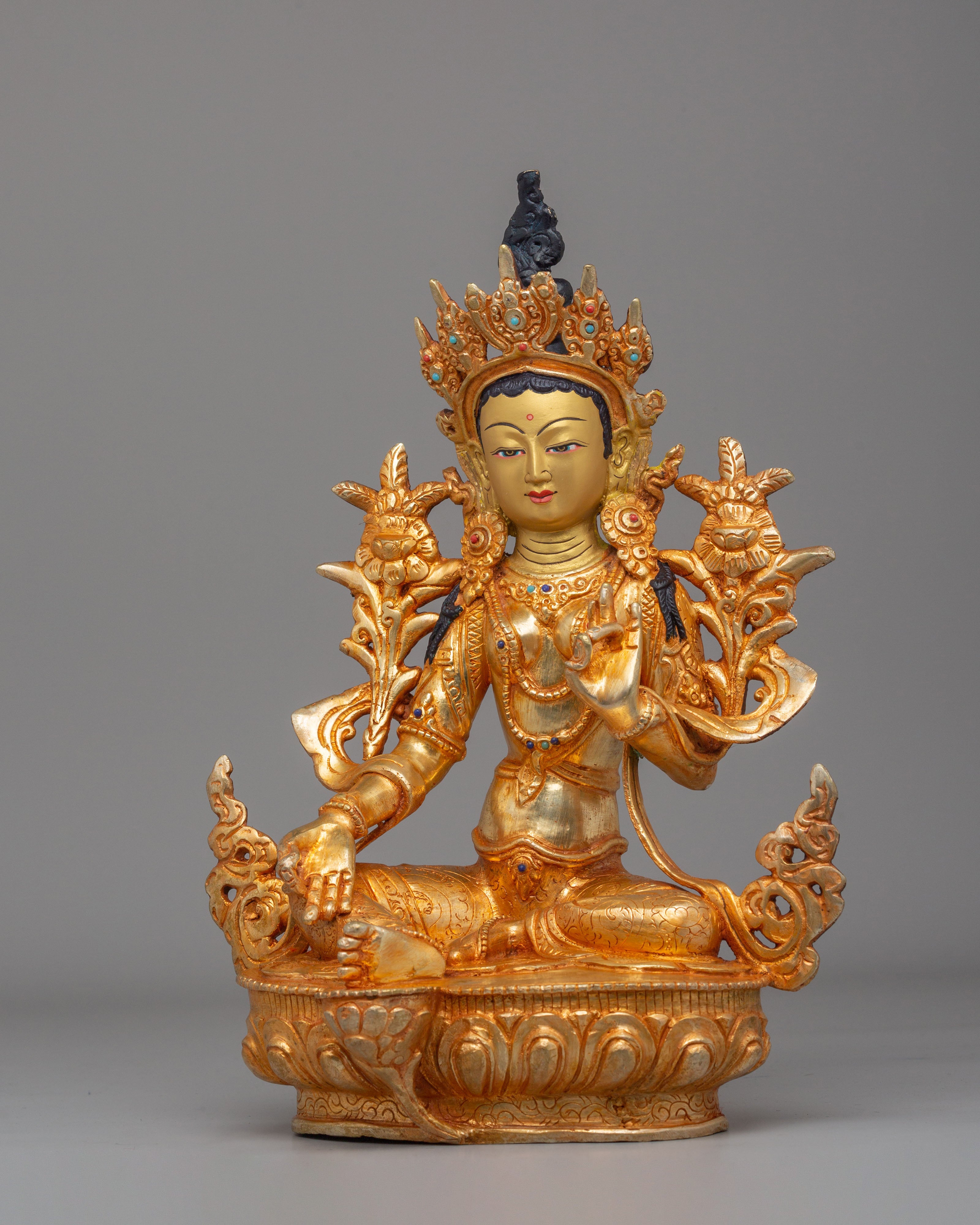 Vajrayana Green Tara Compassion Deity Statue | Tibetan Handmade Art