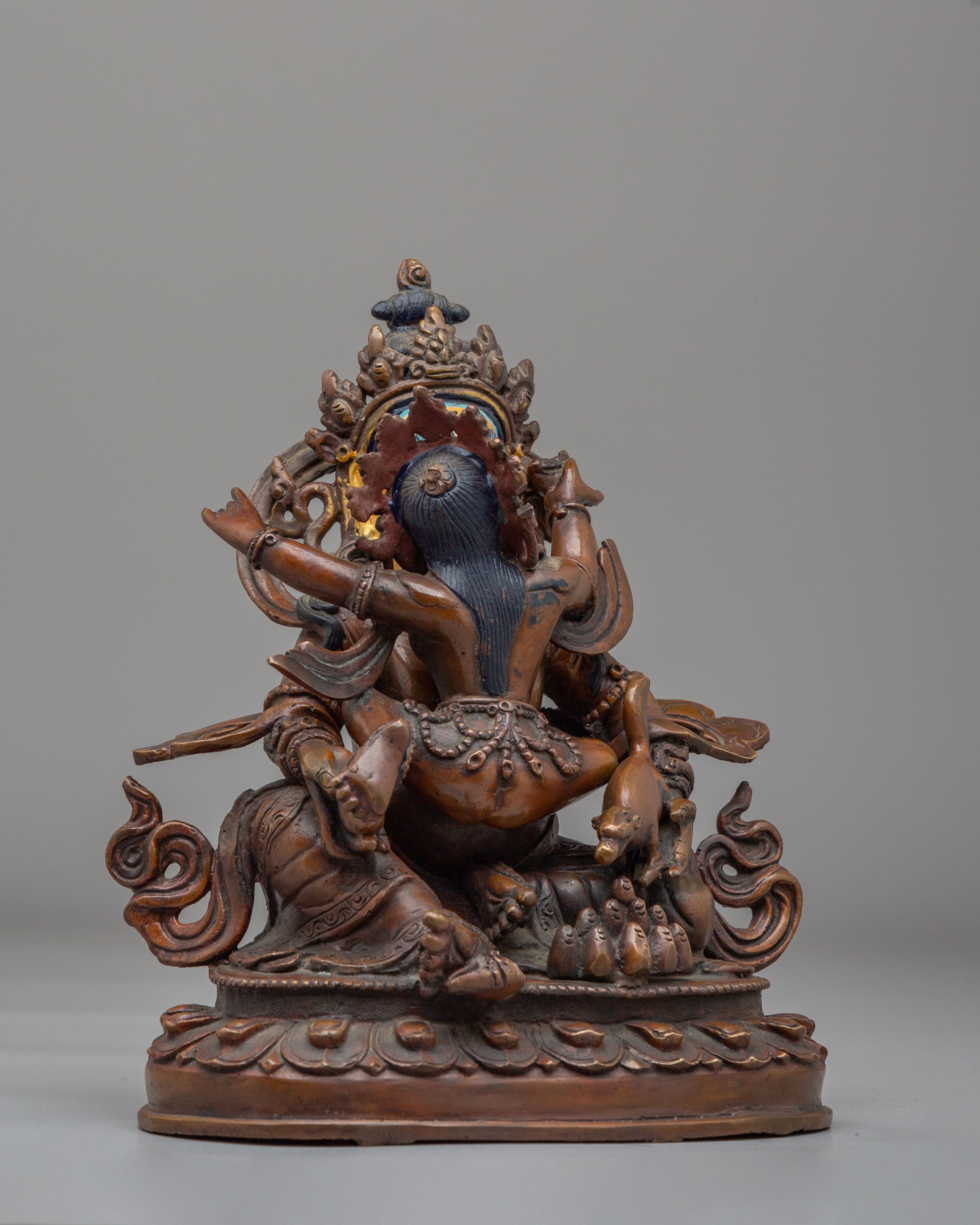 Buddhist Dzambhala with Consort Sculpture | Wealth Deity Statue