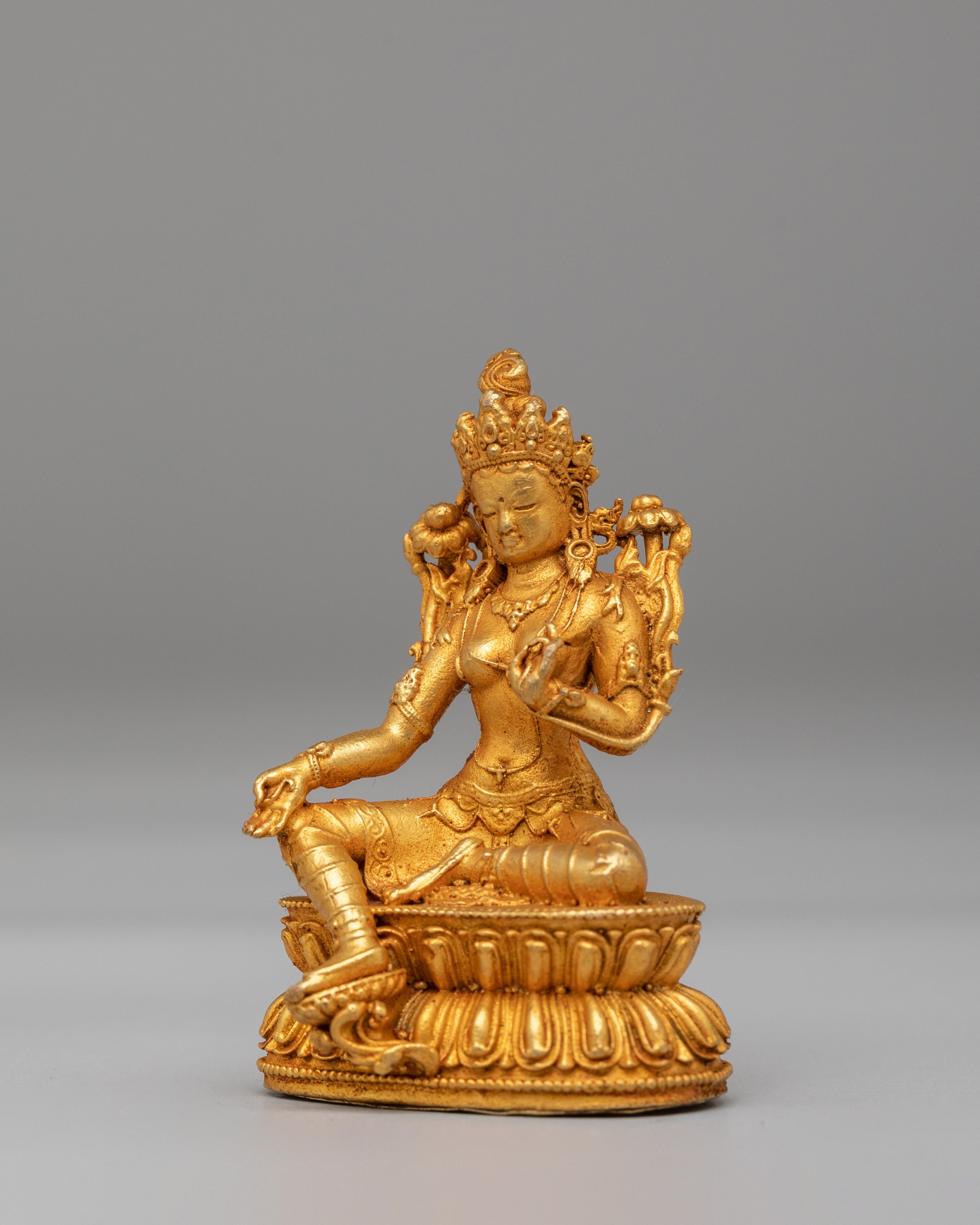 Green Tara Meditation Sculpture | Tibetan Goddess Figurine