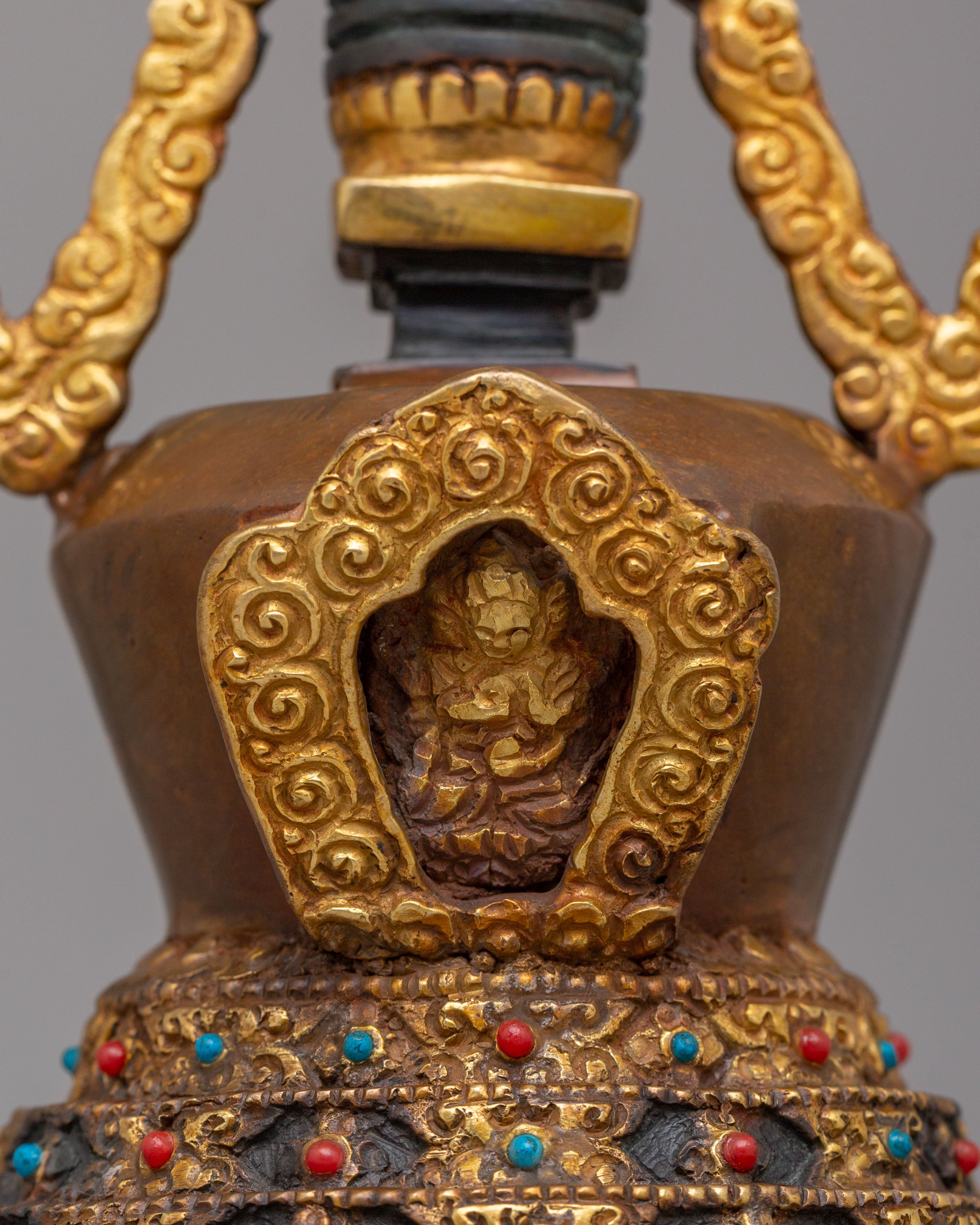 Sacred Lotus Blossom Stupa for Altar | Handcrafted Buddhist Shrine Decor