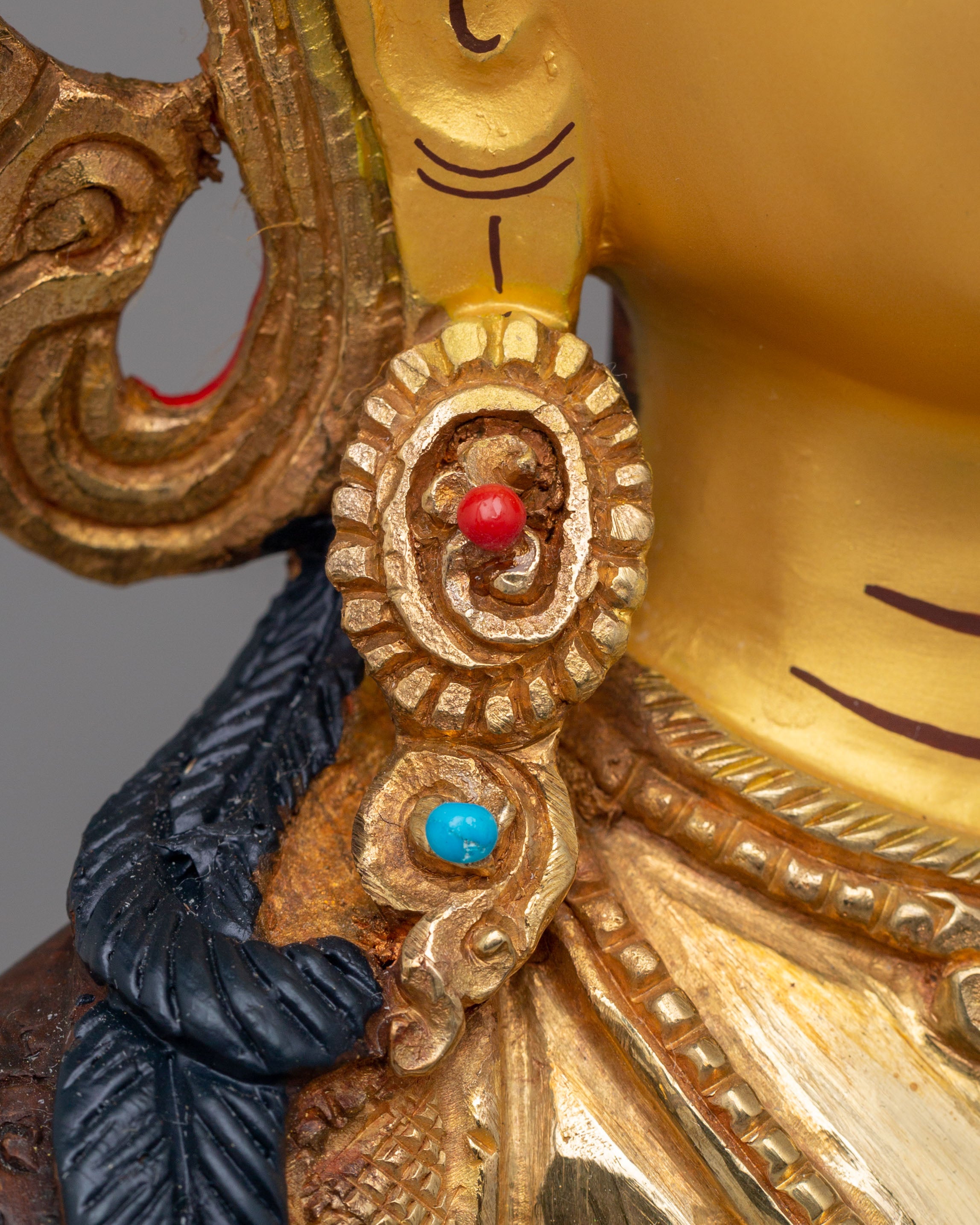 Spiritual Manjushri Altar Statue | 24K Gold Plated Tibetan Buddhist Deity