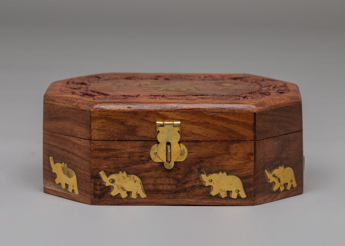 Traditional Wooden Treasure Box | Handcrafted Himalayan Storage Box
