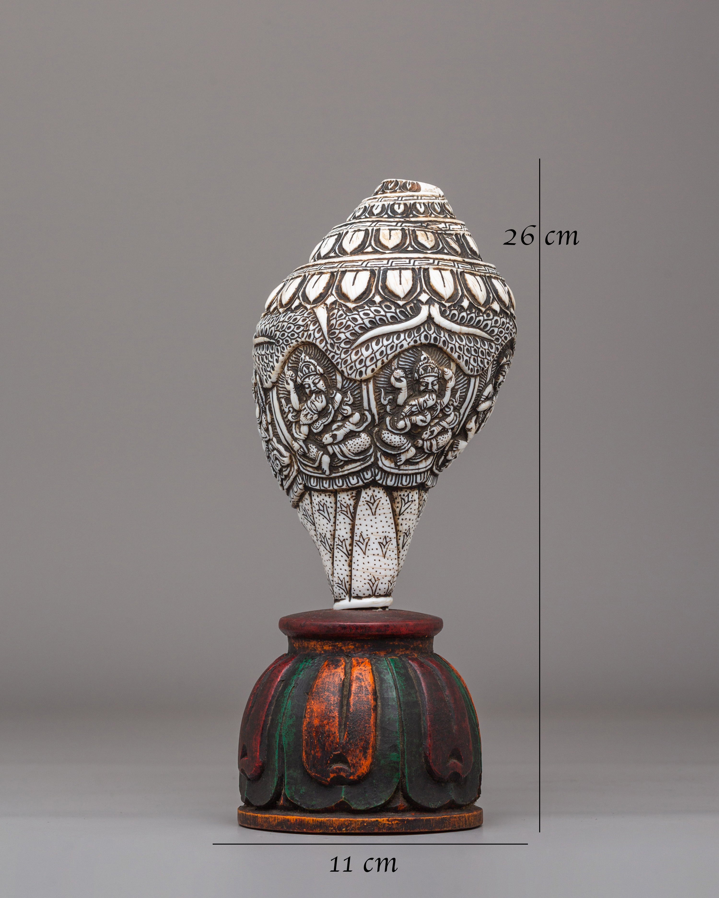 Handcrafted Conch With Stand | Ritual Conch for Spiritual Ceremonies
