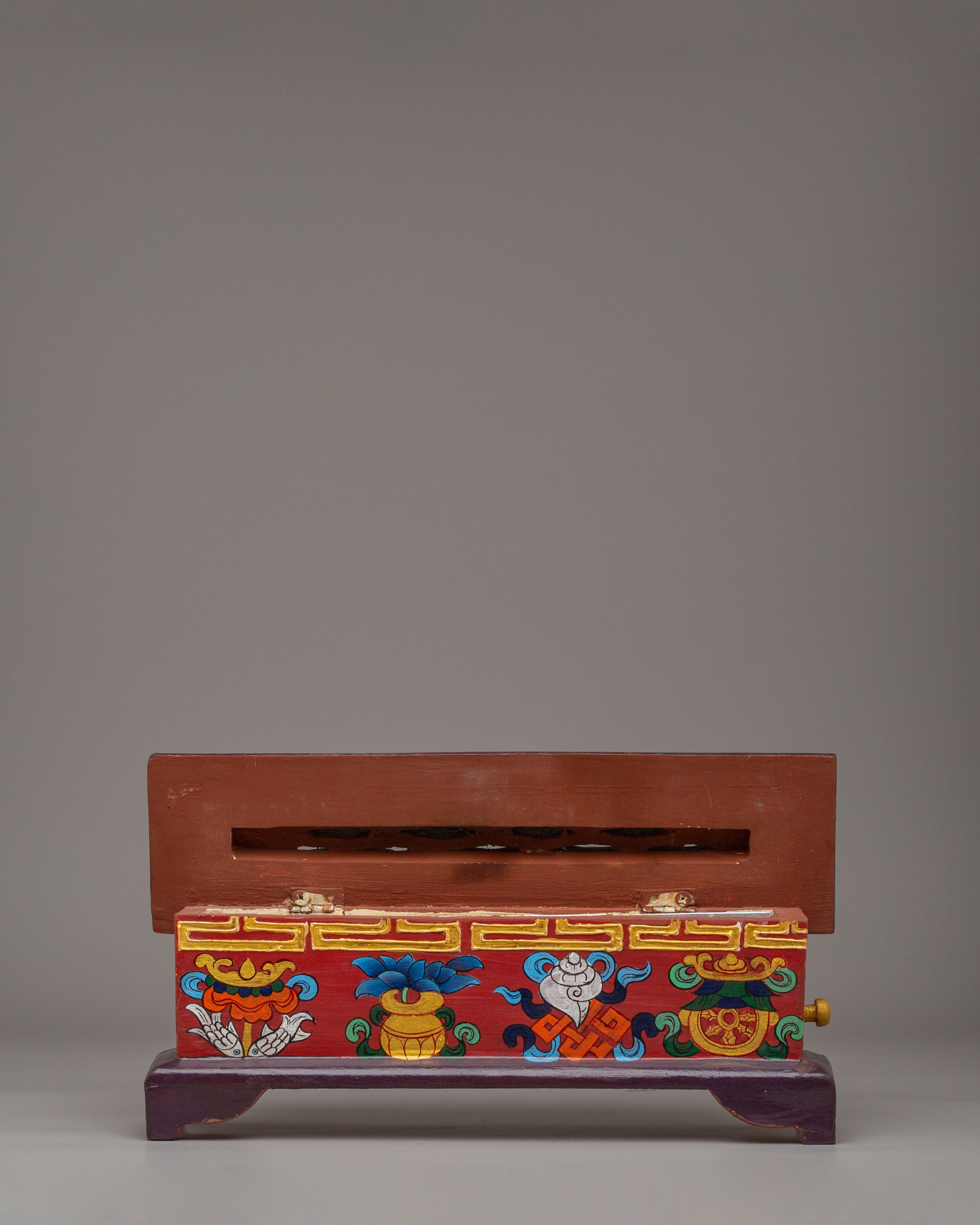 Ashtamangala Wooden Incense Burner | Handcrafted Wood Incense Burner