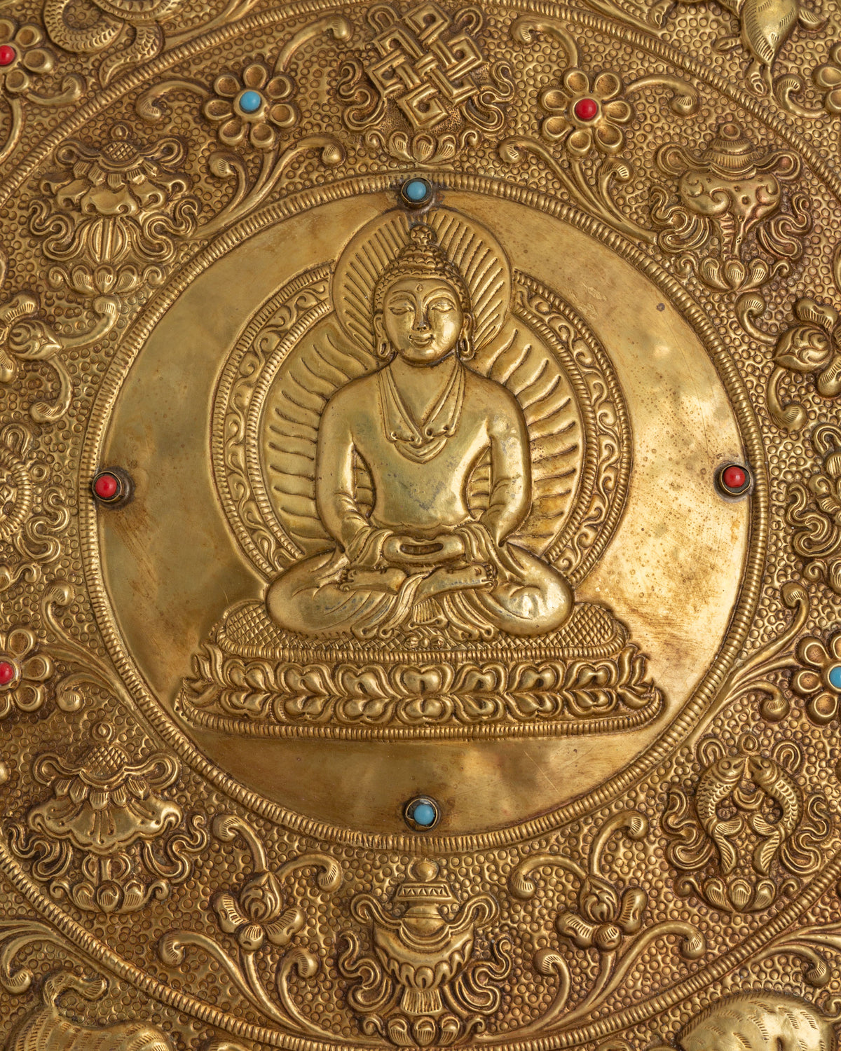 Buddha Mandala Wall Hanging | Handcrafted Copper Mandala with Gemstones