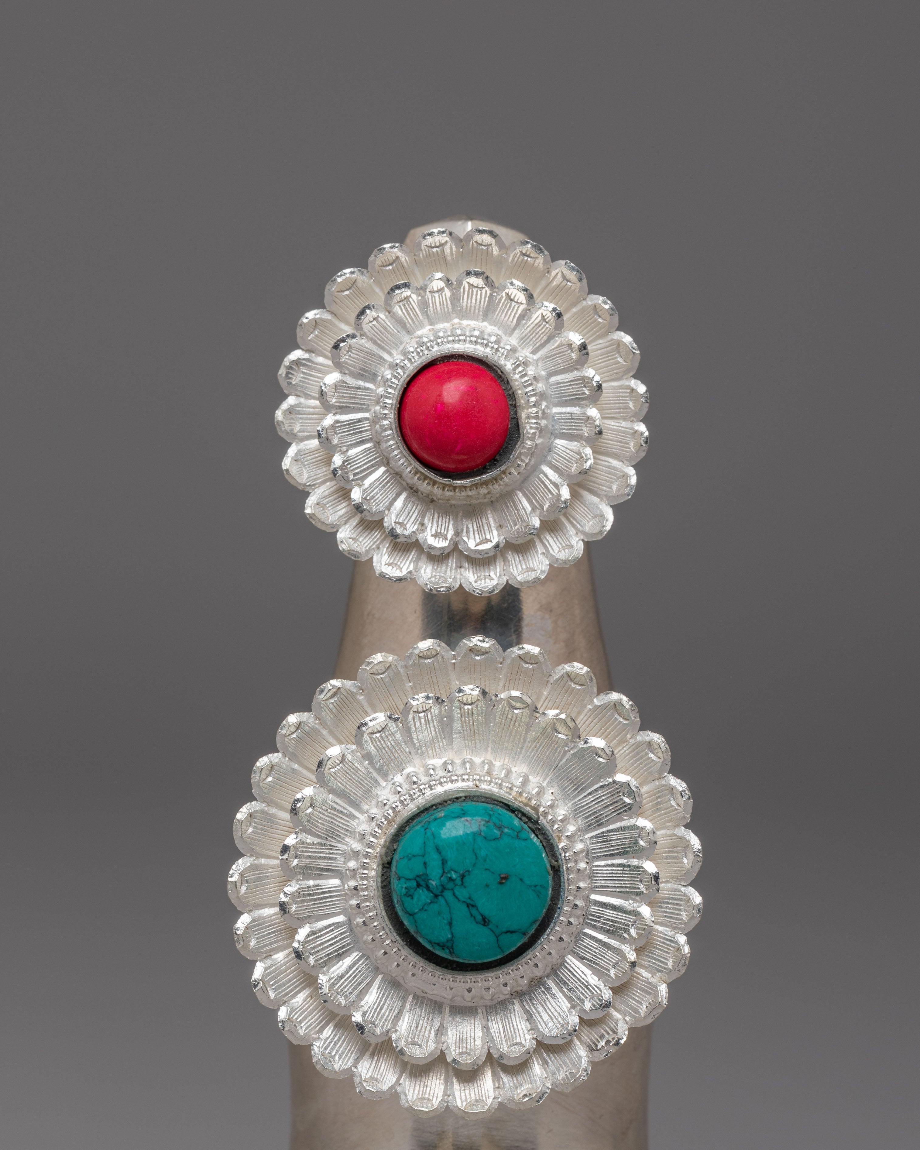 Silver Tibetan Ritual Torma Set | Traditional Buddhist Offerings