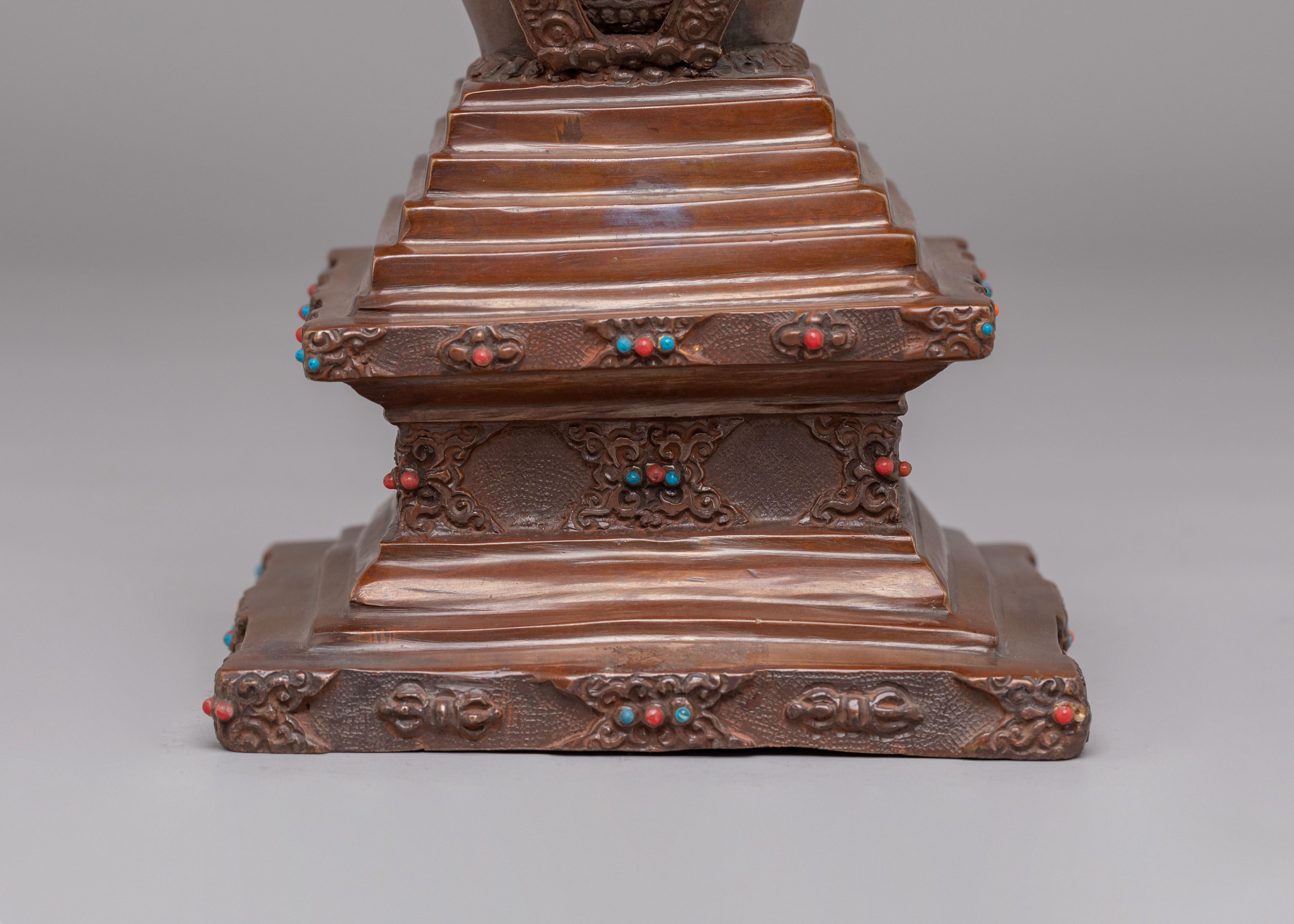 Buddhist Altar Enlightenment Stupa | Handcrafted Copper Stupa