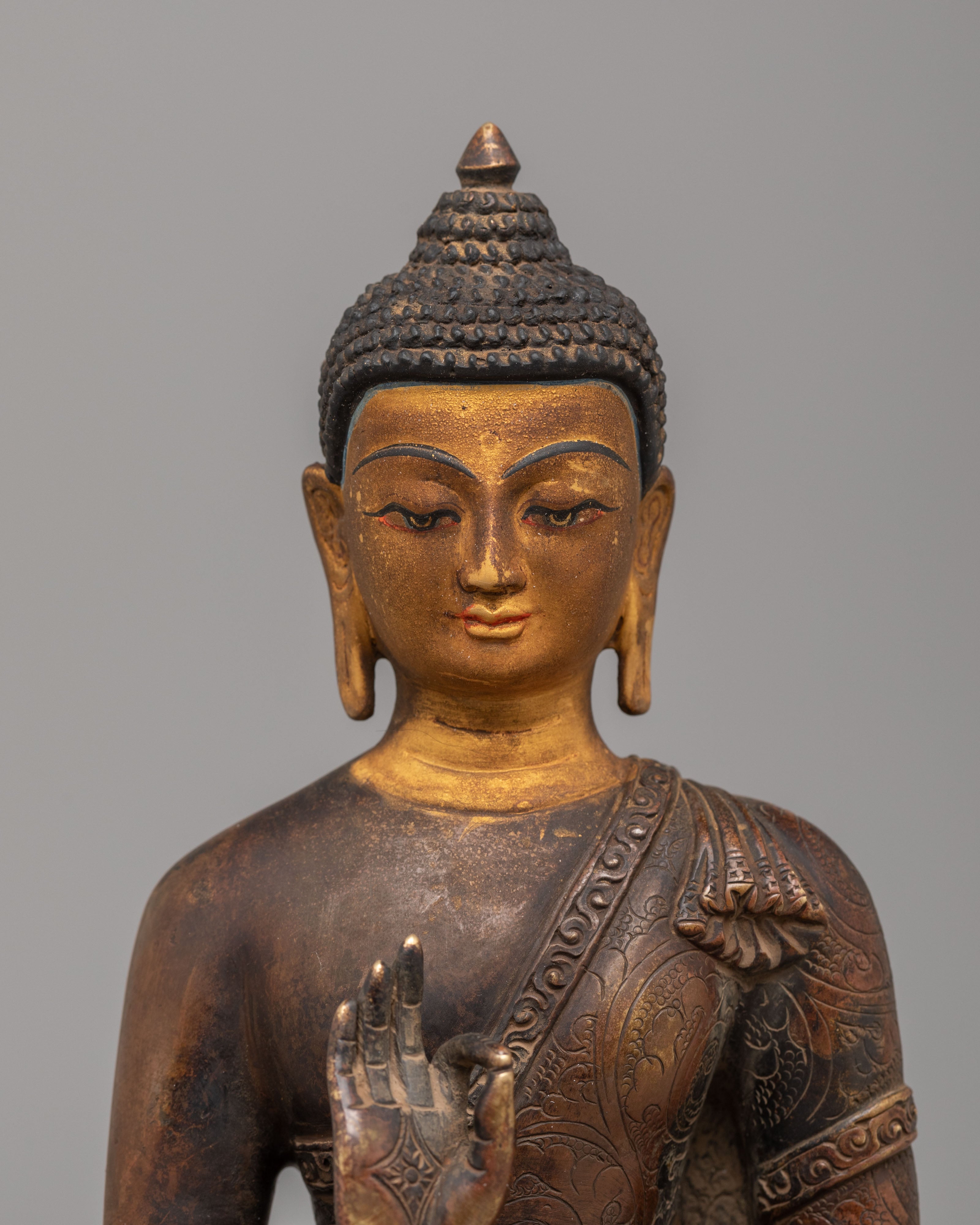 Handmade Amoghasiddhi Statue | Silver Plated Buddhist Art