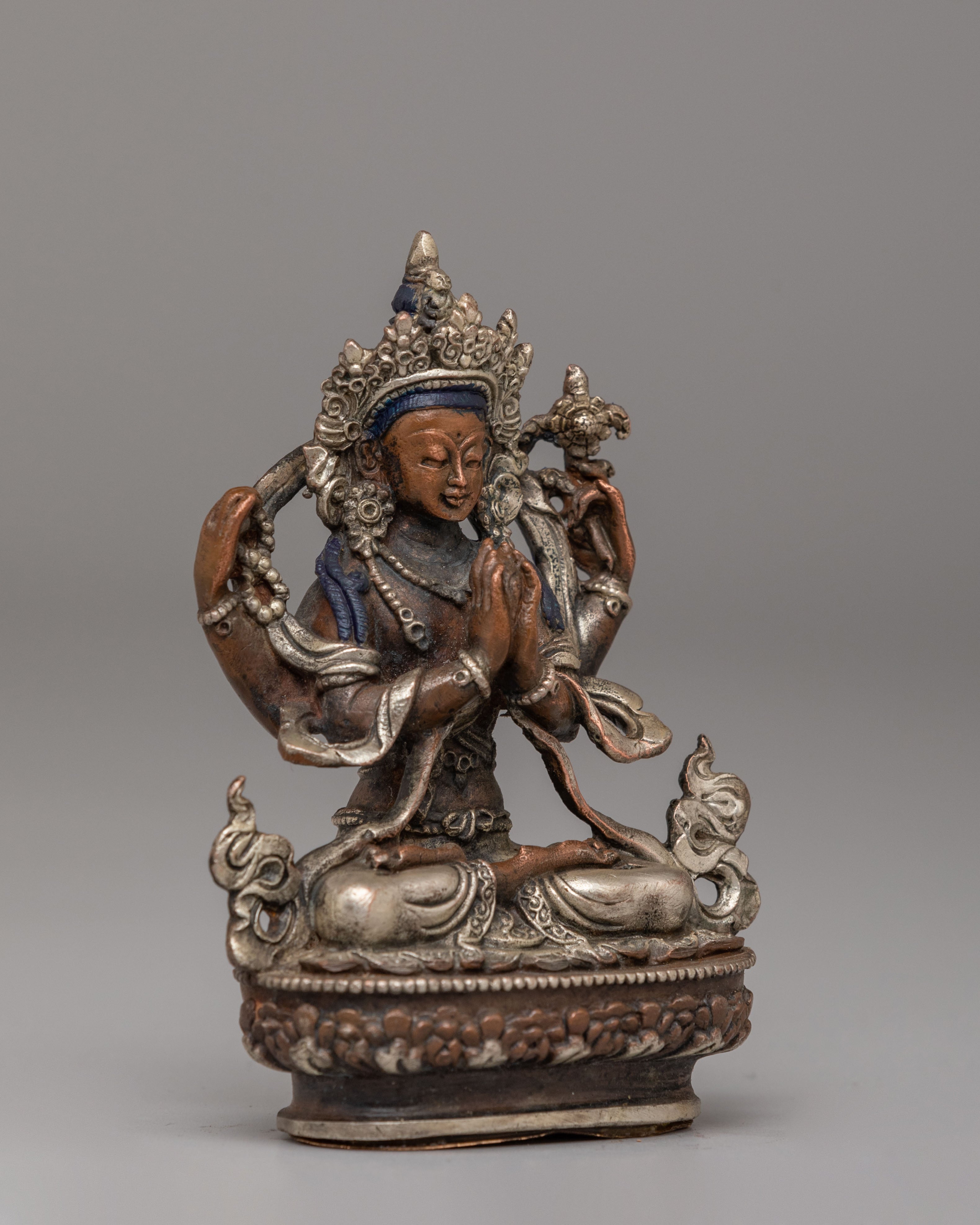 Tibetan Chenrezig Compassion Deity Statue | Bodhisattva Avalokiteshvara Figurine