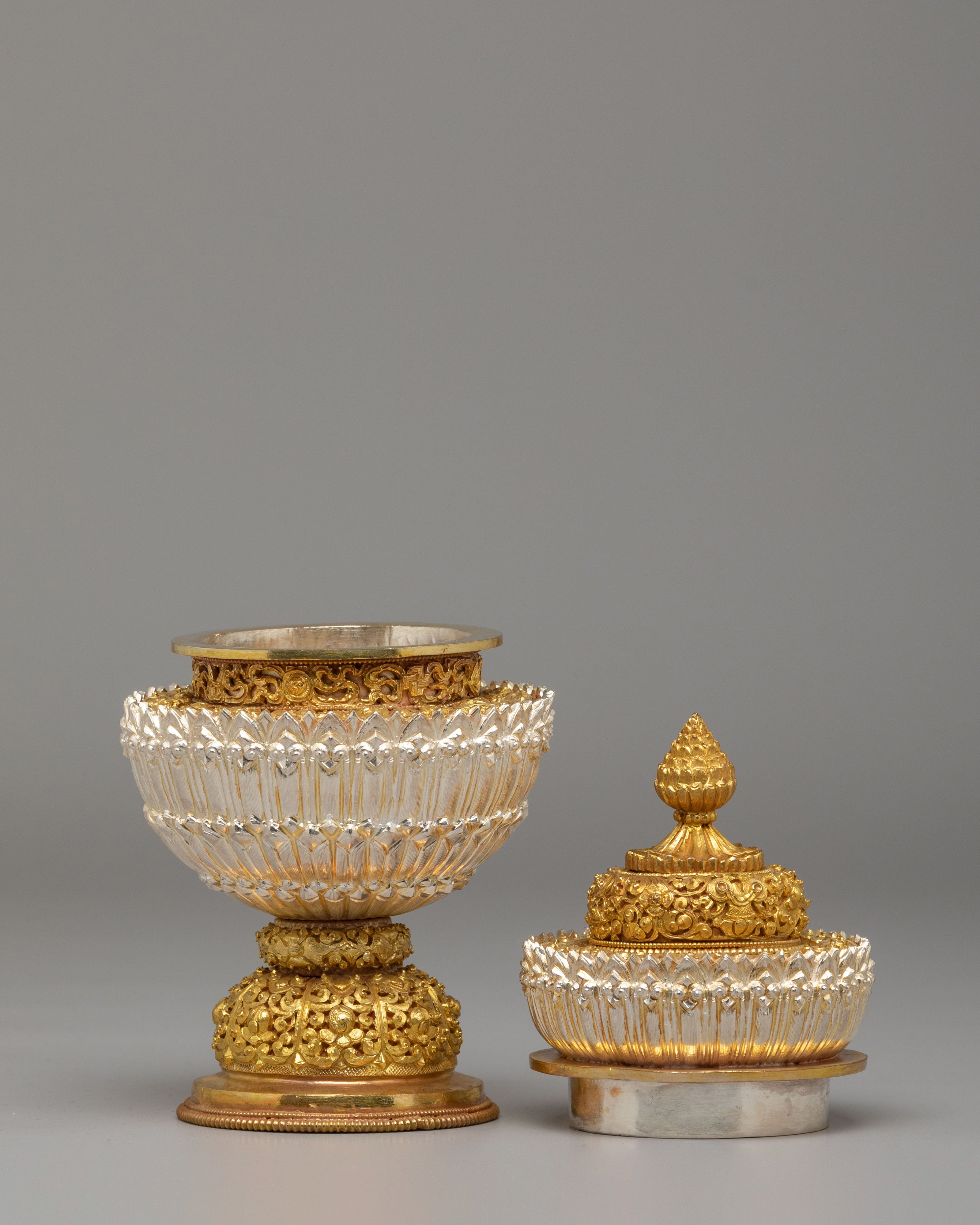 Ceremonial Buddhist Rice Pot | Sacred Altar Offering Vessel