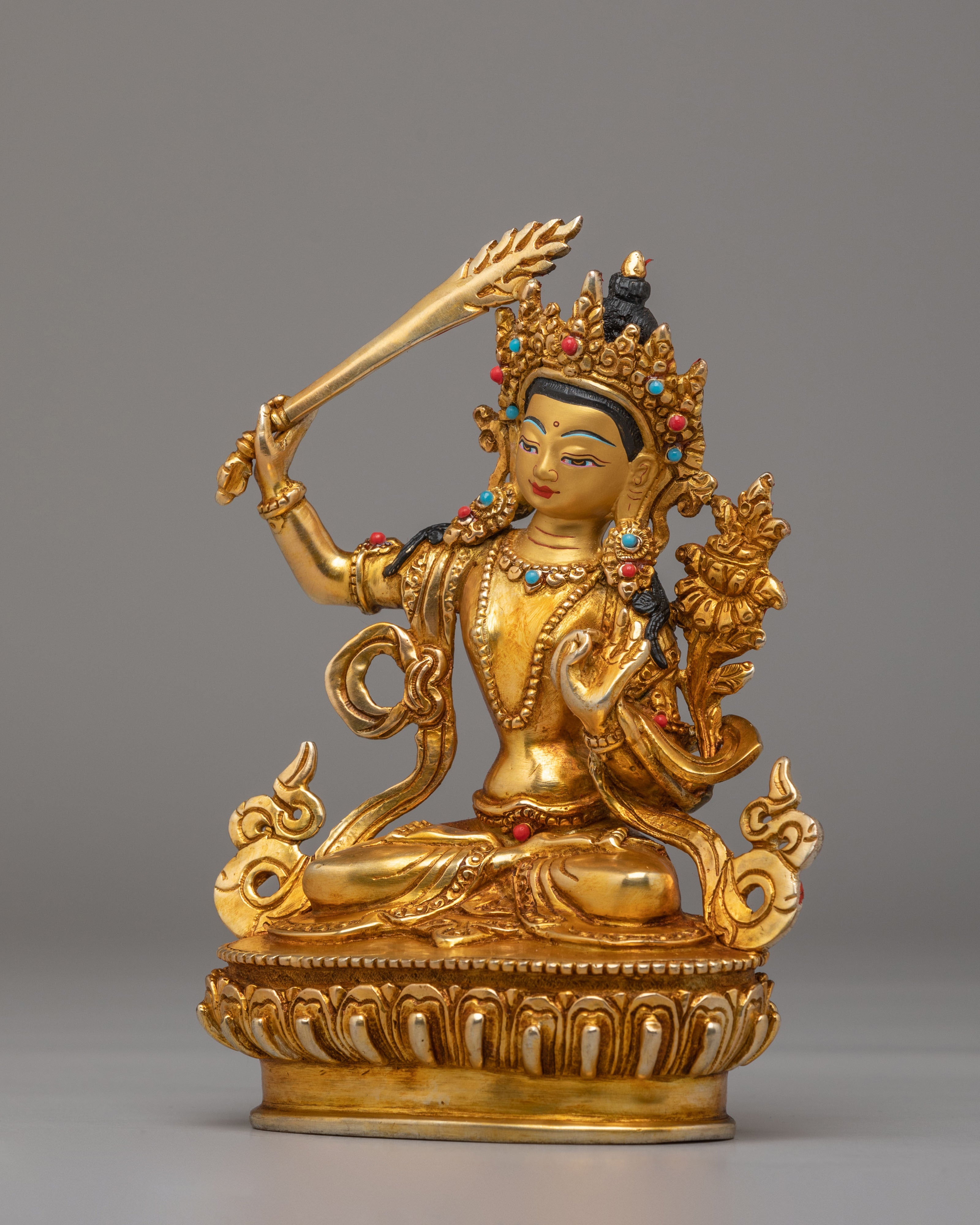 Spiritual Manjushri Bodhisattva Statue | Meditation and Altar Decor