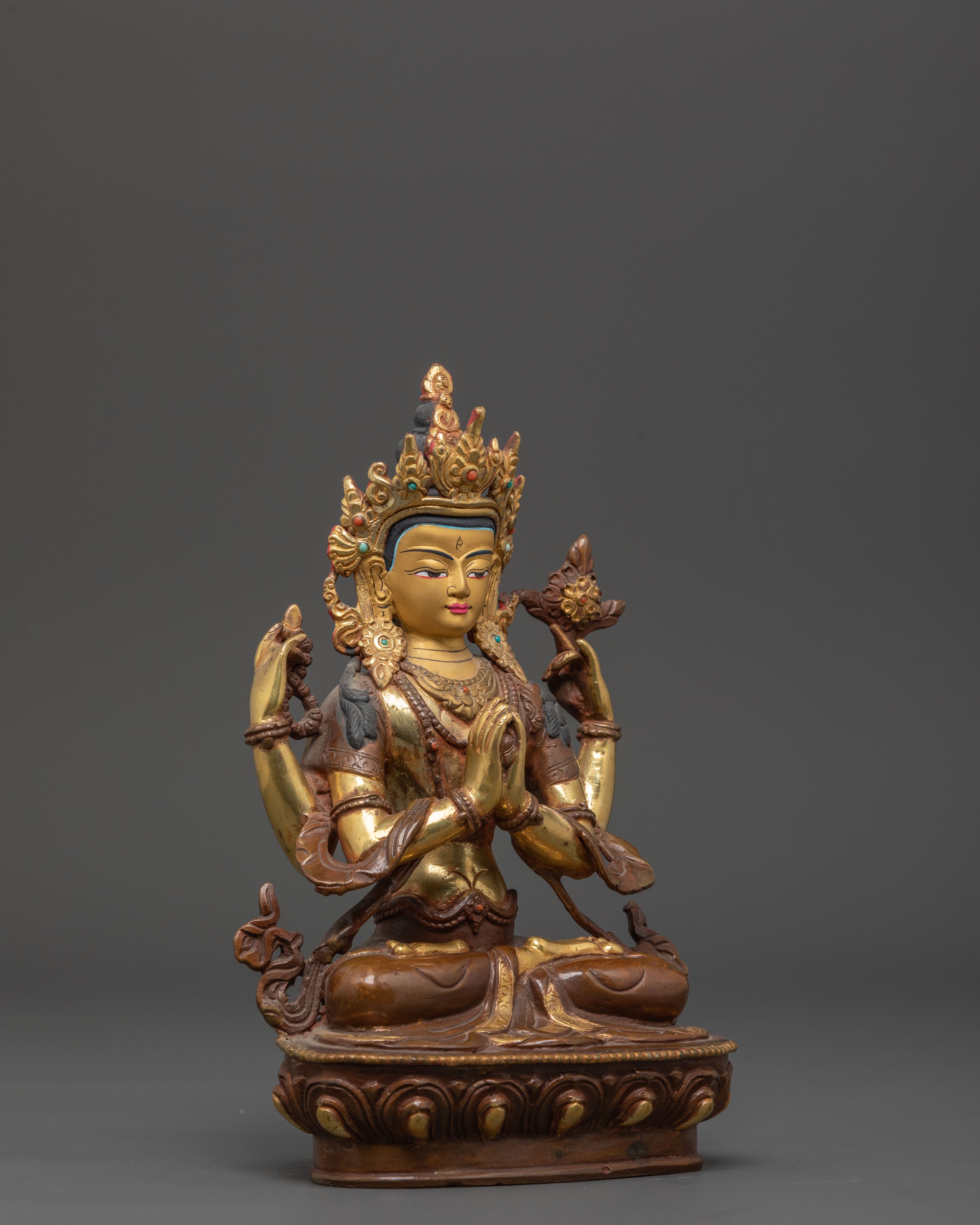 Sacred Four-Armed Chenrezig Statue | Tibetan Artwork