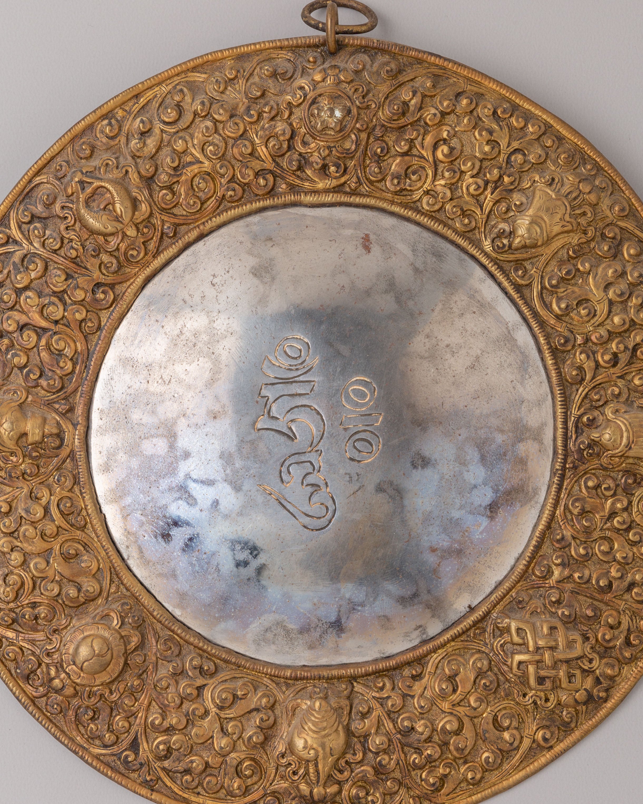 Handcrafted Mantra Wall Hanging | Brass Iron Buddhist Wall Decor