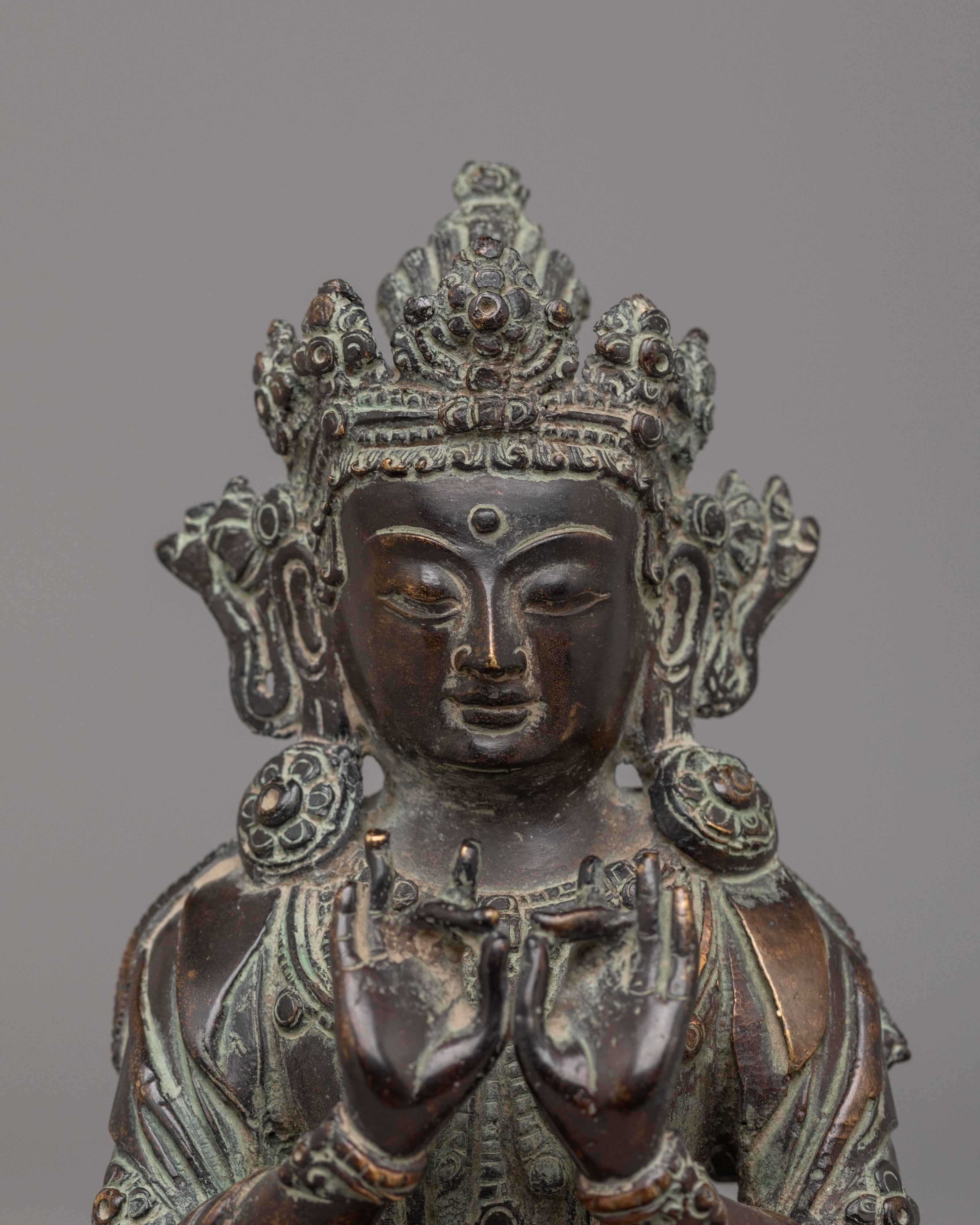 Traditional Akasagarbha Statue | Oxidized Copper Buddhist Sculpture