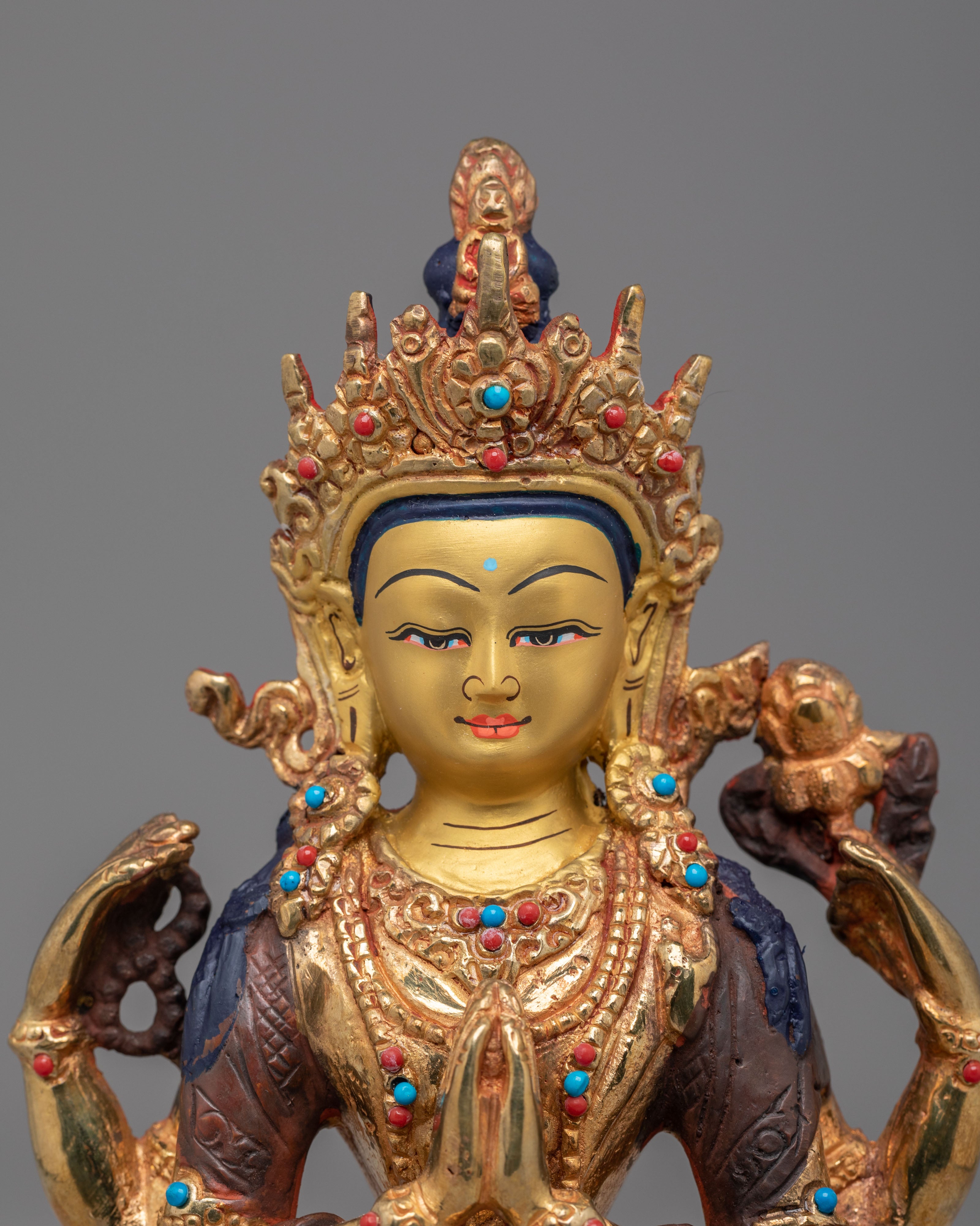 Sacred Tibetan Chenrezig Sculpture | Spiritual Home Decor