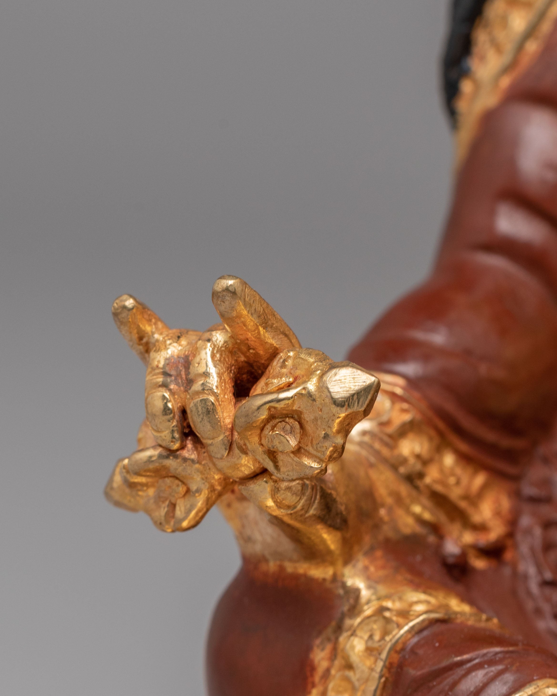 Buddhist Protector Guru Rinpoche Statue | 24K Gold Gilded Tibetan Art