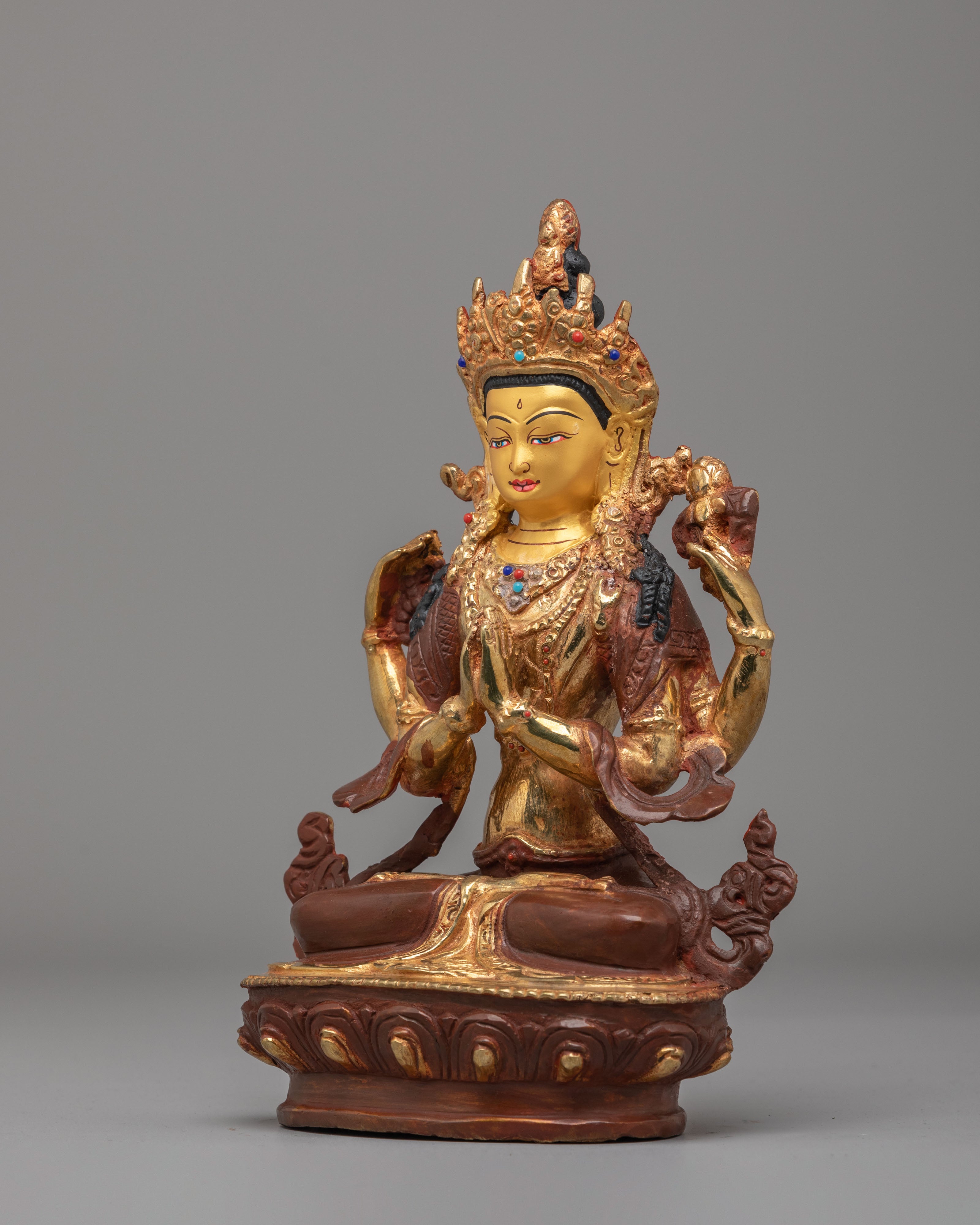 Buddhist Chenrezig Statue | Handcrafted Copper Statue for Meditation