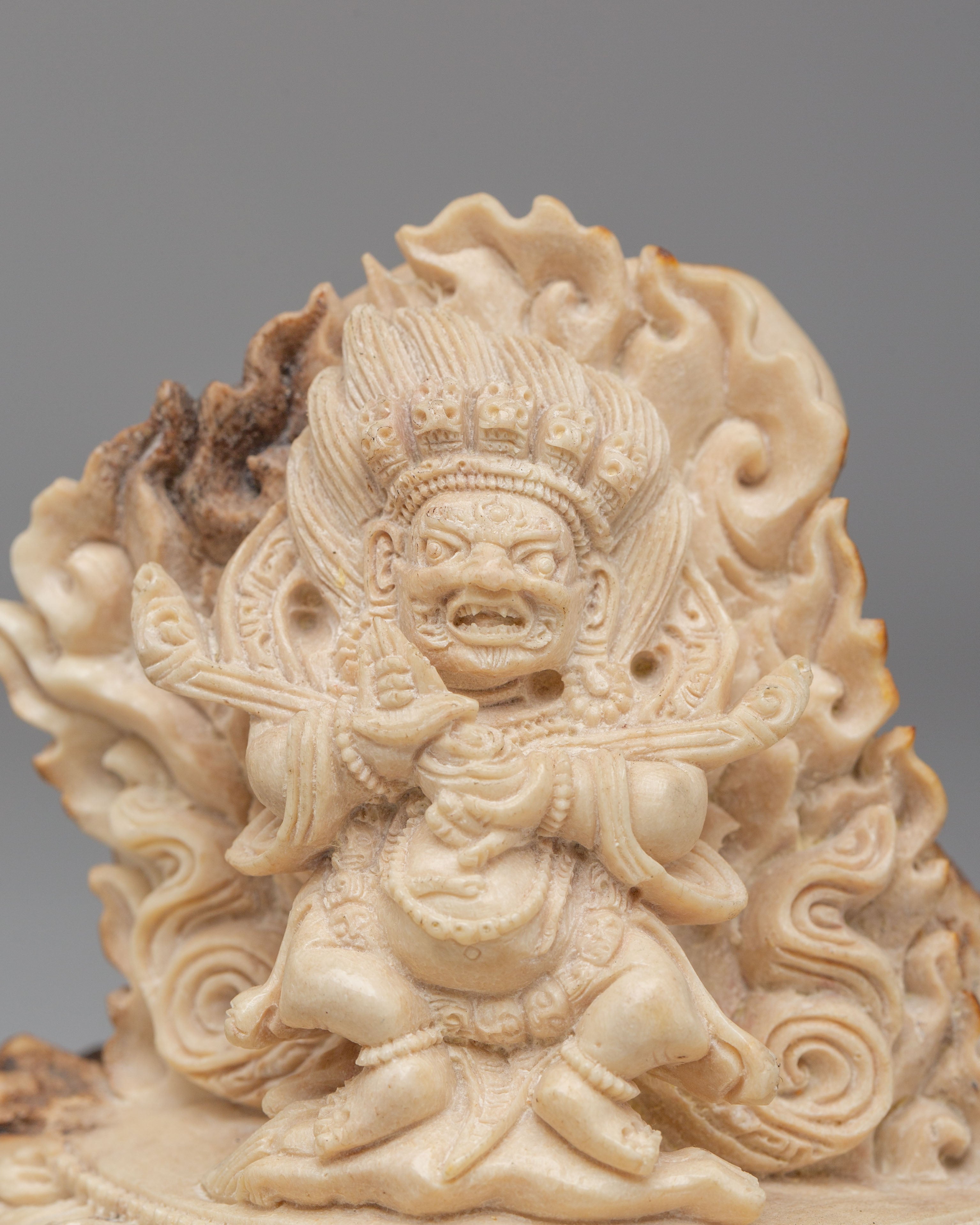 Mahakala Bone Sculpture | Hand Carved Tibetan Ritual Art