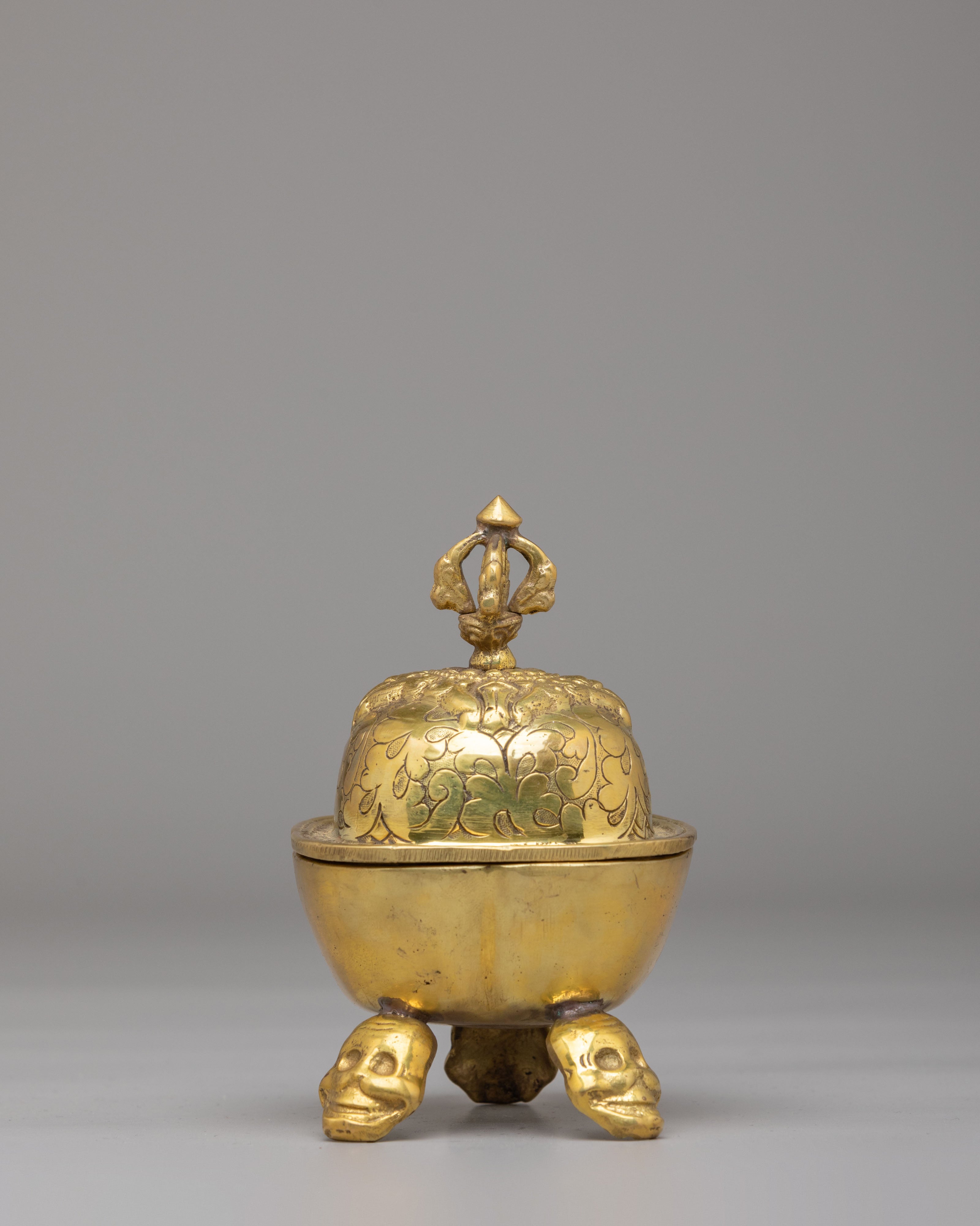 Buddhist Skull Cup Offering | Brass Kapala Ritual Vessel | Sacred Altar Decor
