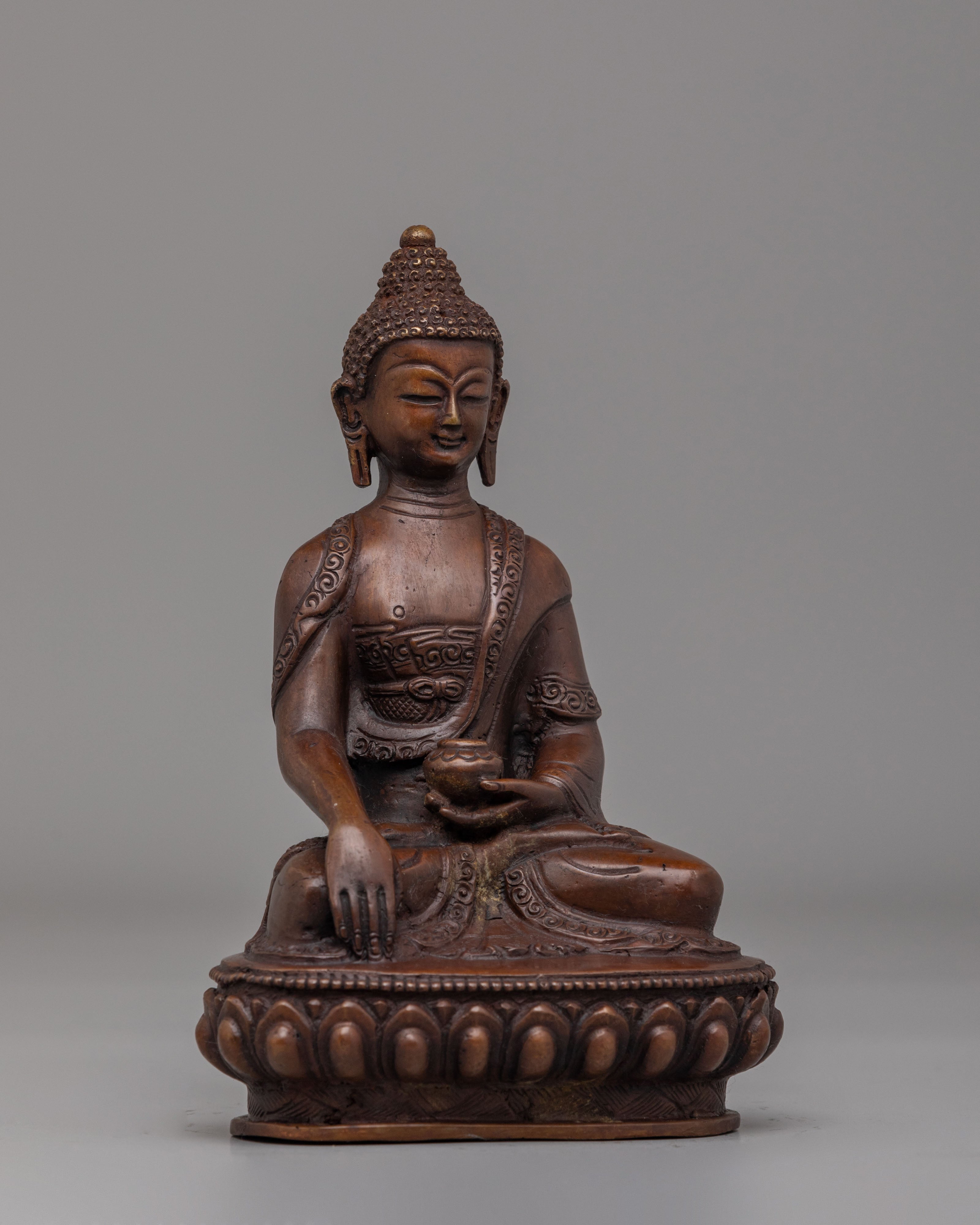Shakyamuni Buddha Statue for Enlightenment | Oxidized Copper Buddha Figure