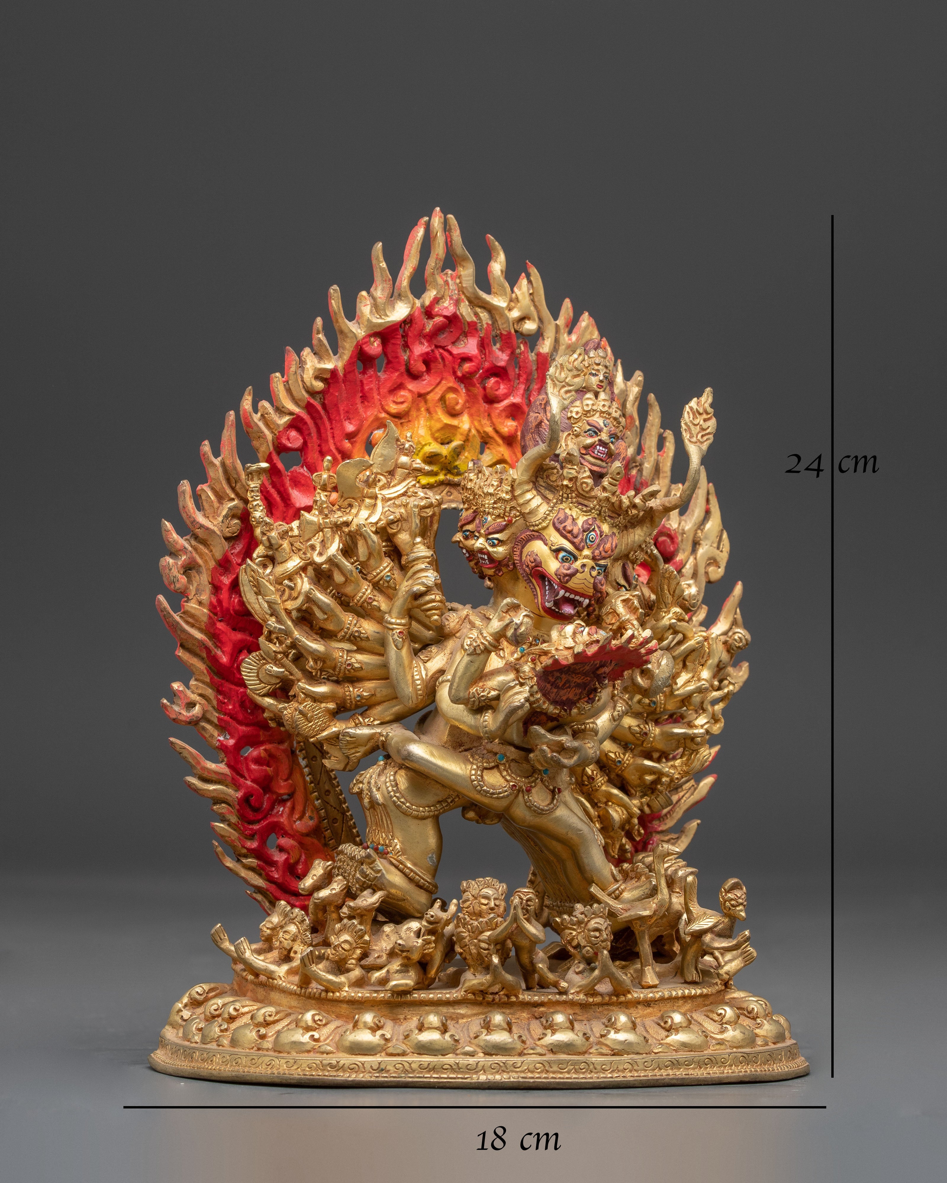 Tibetan Yamantaka With Consort Statue | Wrathful Deity Sculpture