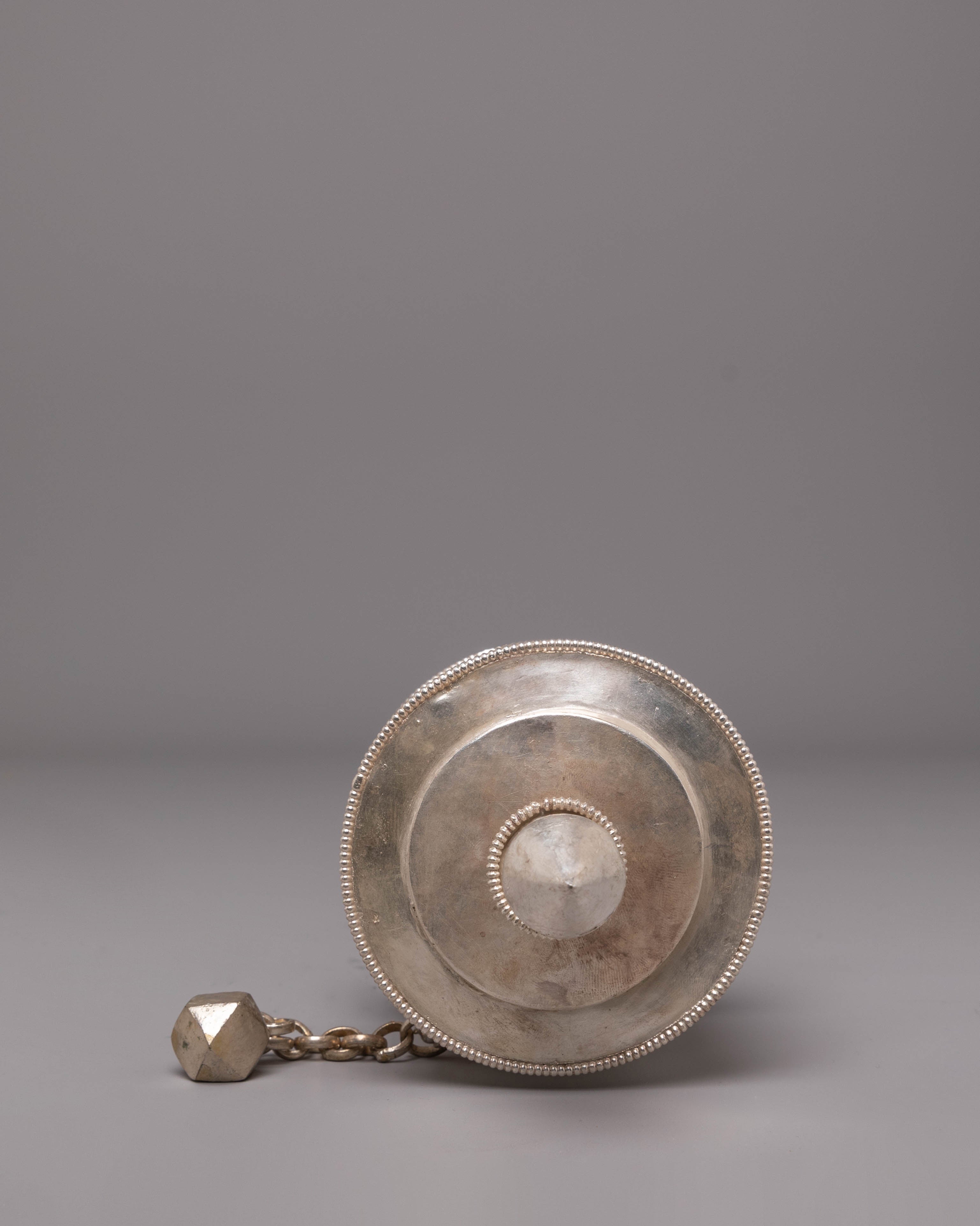 Pure Silver Dharma Prayer Wheel | Symbol of Wisdom & Compassion