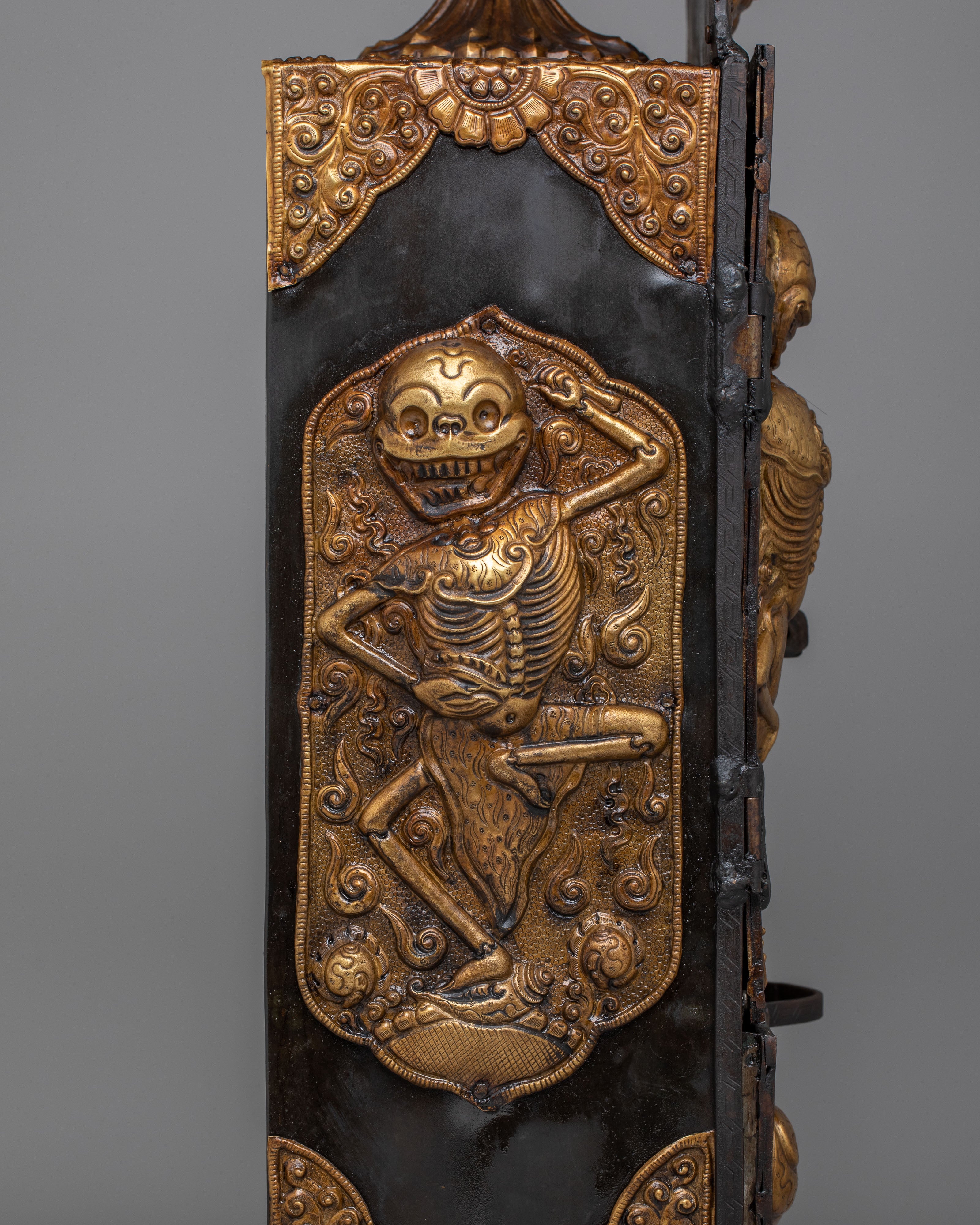 Tibetan Altar Box with Chitipati Motif | Handcrafted Sacred Decor
