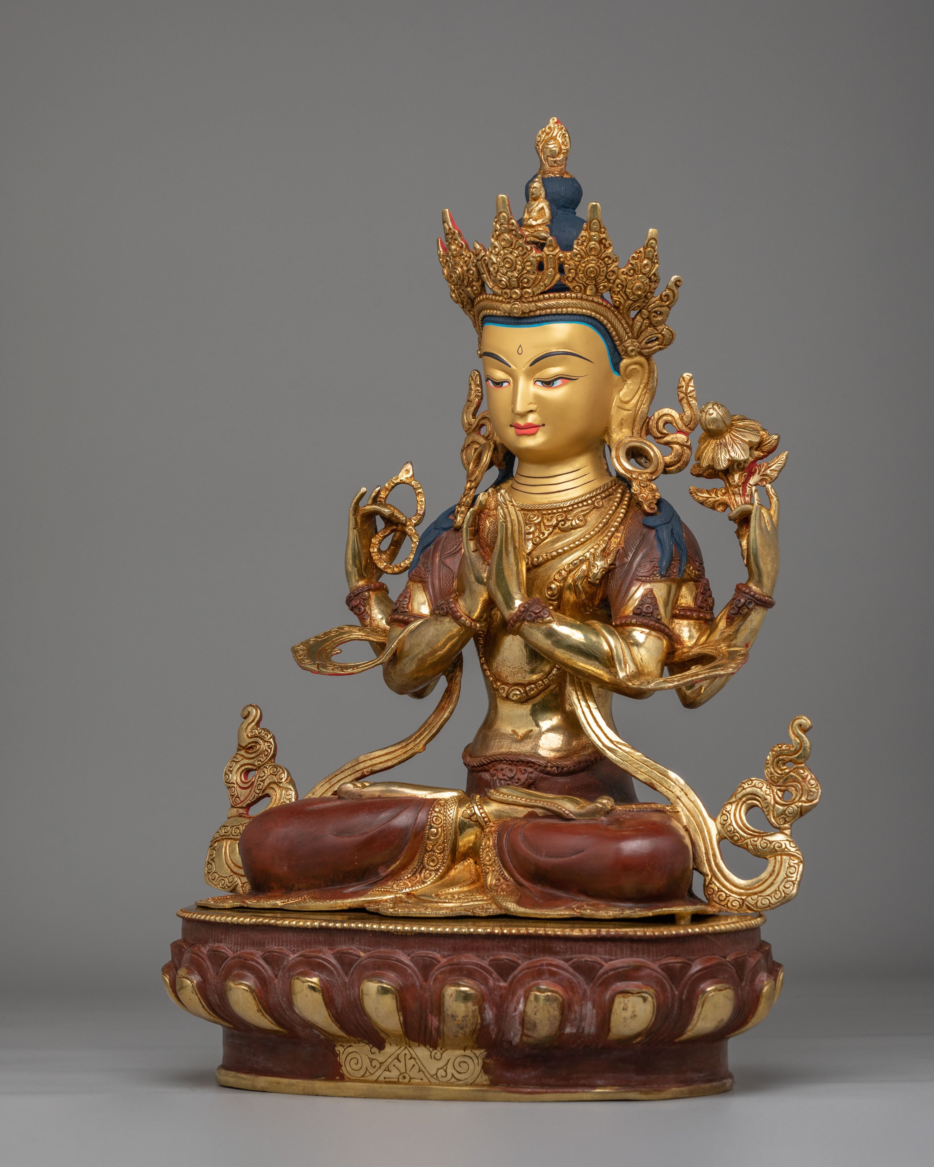 Traditional Himalayan Chenrezig Figurine | Tibetan Spiritual Art