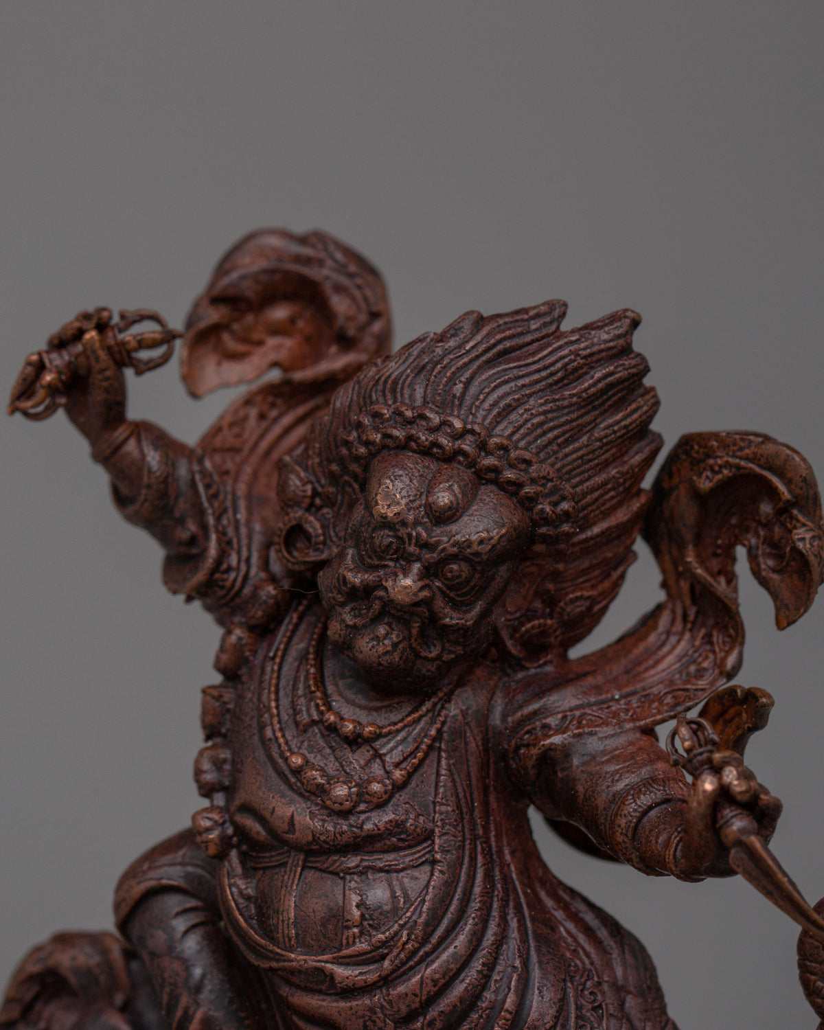 Sacred Dorje Drollo Statue | Oxidized Copper Tibetan Protector Deity Sculpture