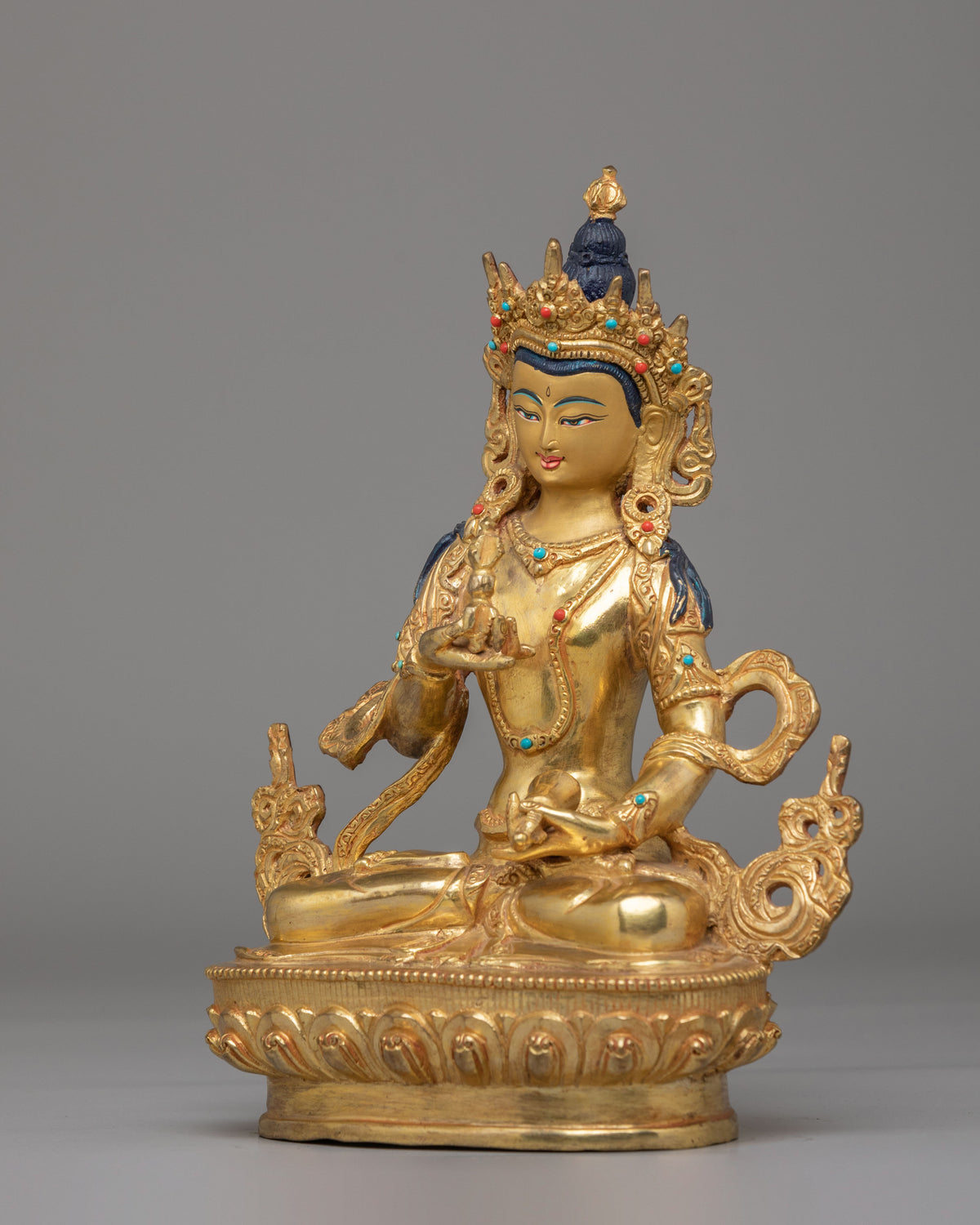 Traditional Tibetan Vajrasattva Statue | Gold Plated Buddhist Purification Deity