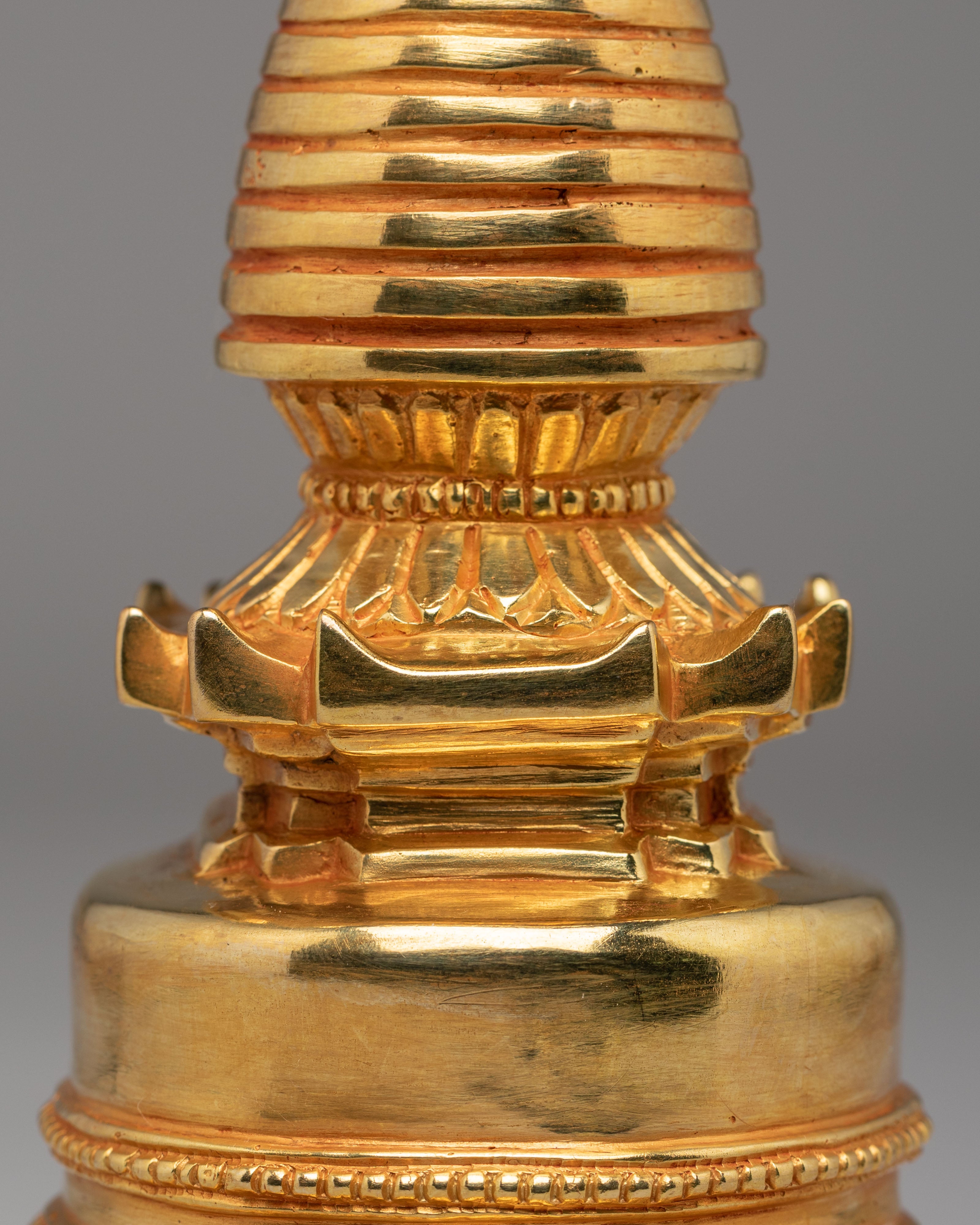 Gold Plated Altar Kadampa Stupa | Handcrafted Sacred Buddhist Shrine